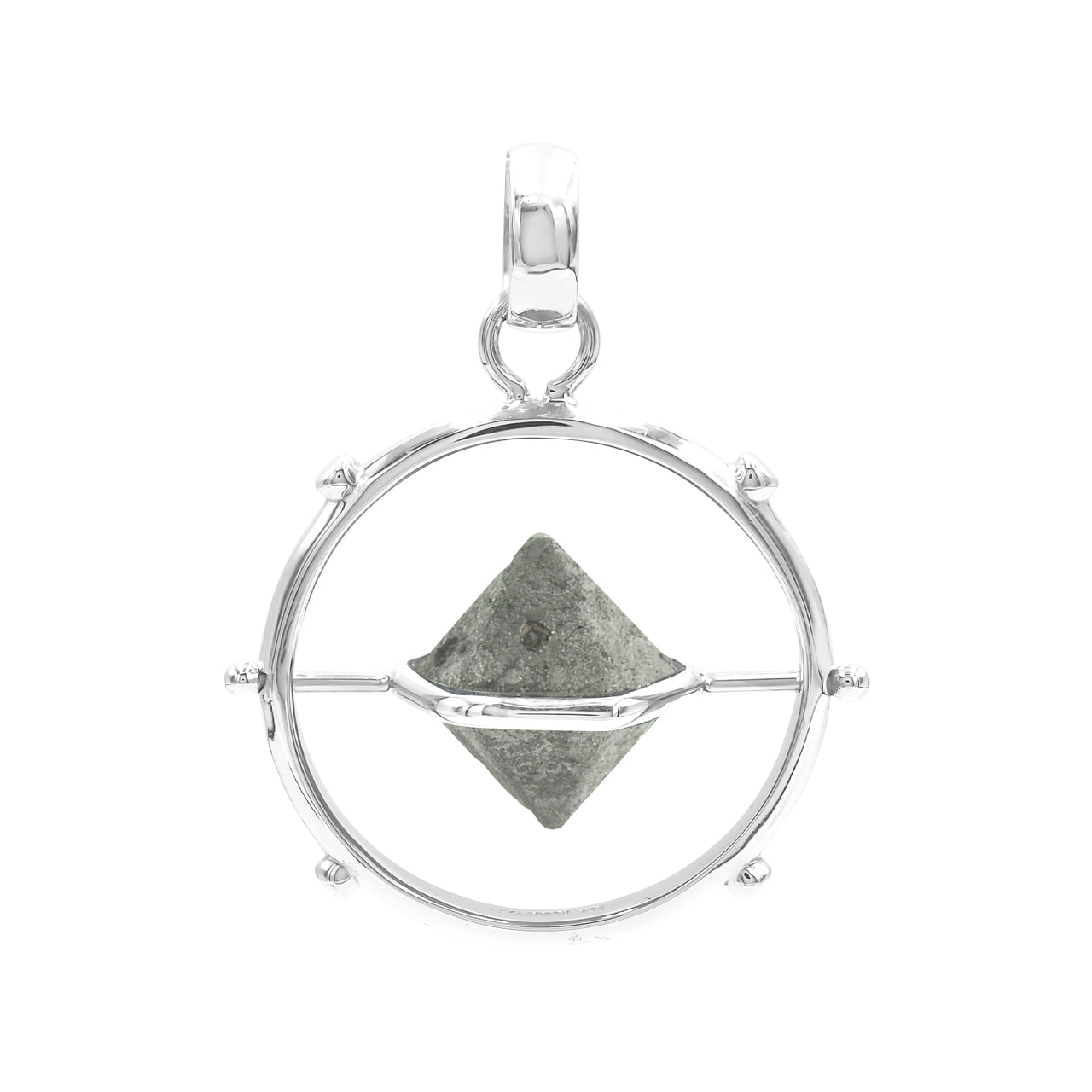 Colgante giratorio grande de cristal de cuarzo beta Starborn en plata de ley