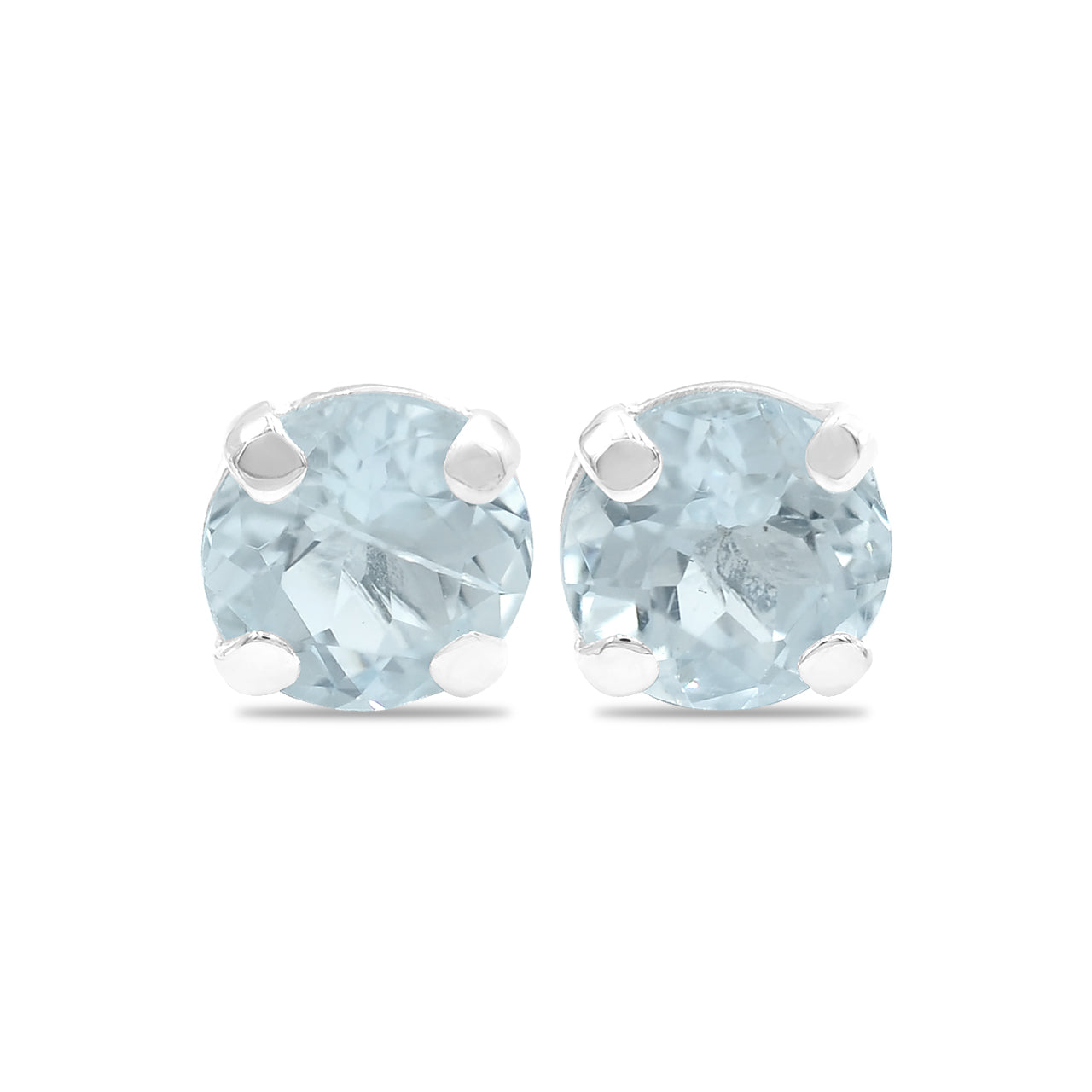Starborn Faceted Gemstone 8 mm Round Post Earrings in Sterling Silver