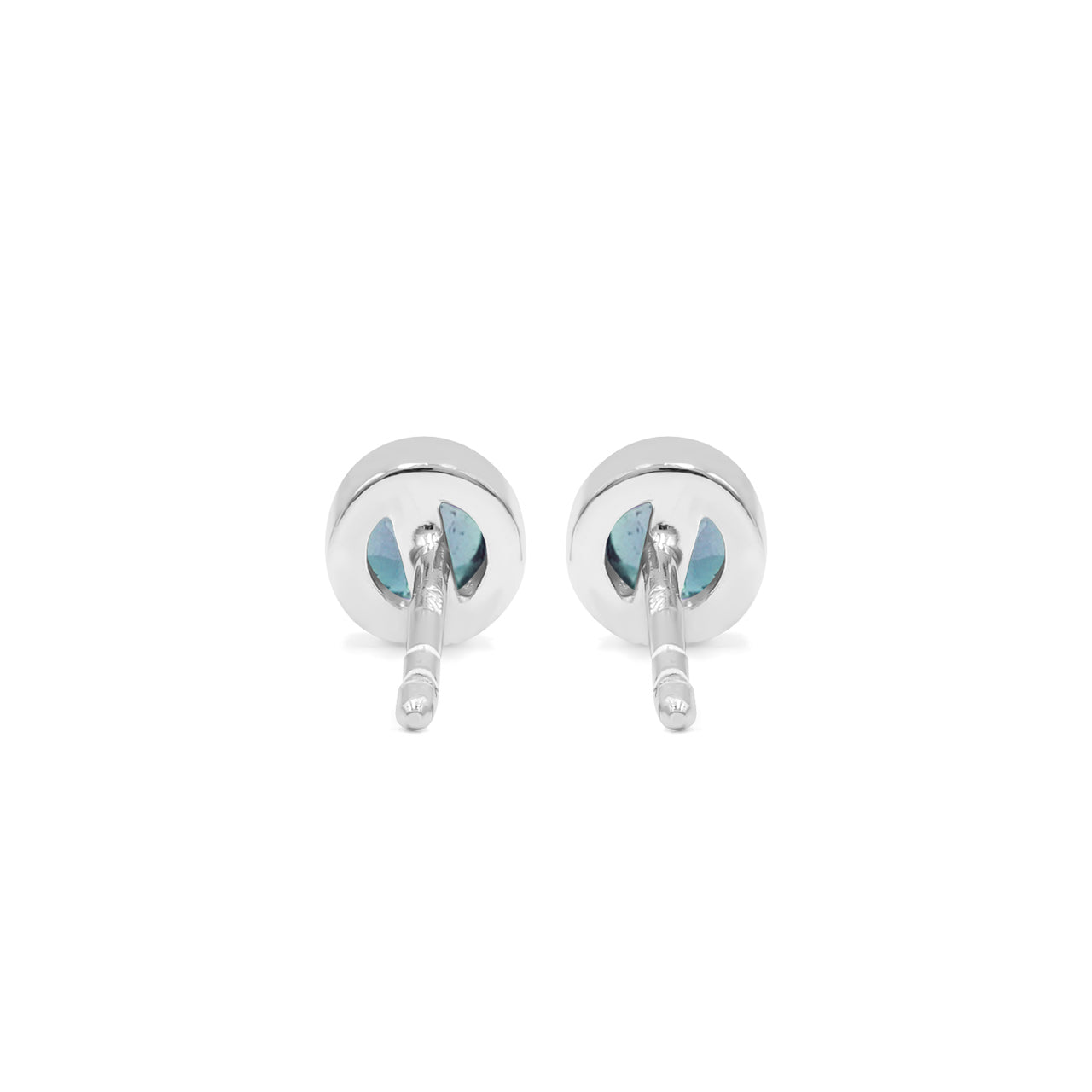 Starborn Round Faceted 4mm Bezel Style Post Earrings in Sterling Silver
