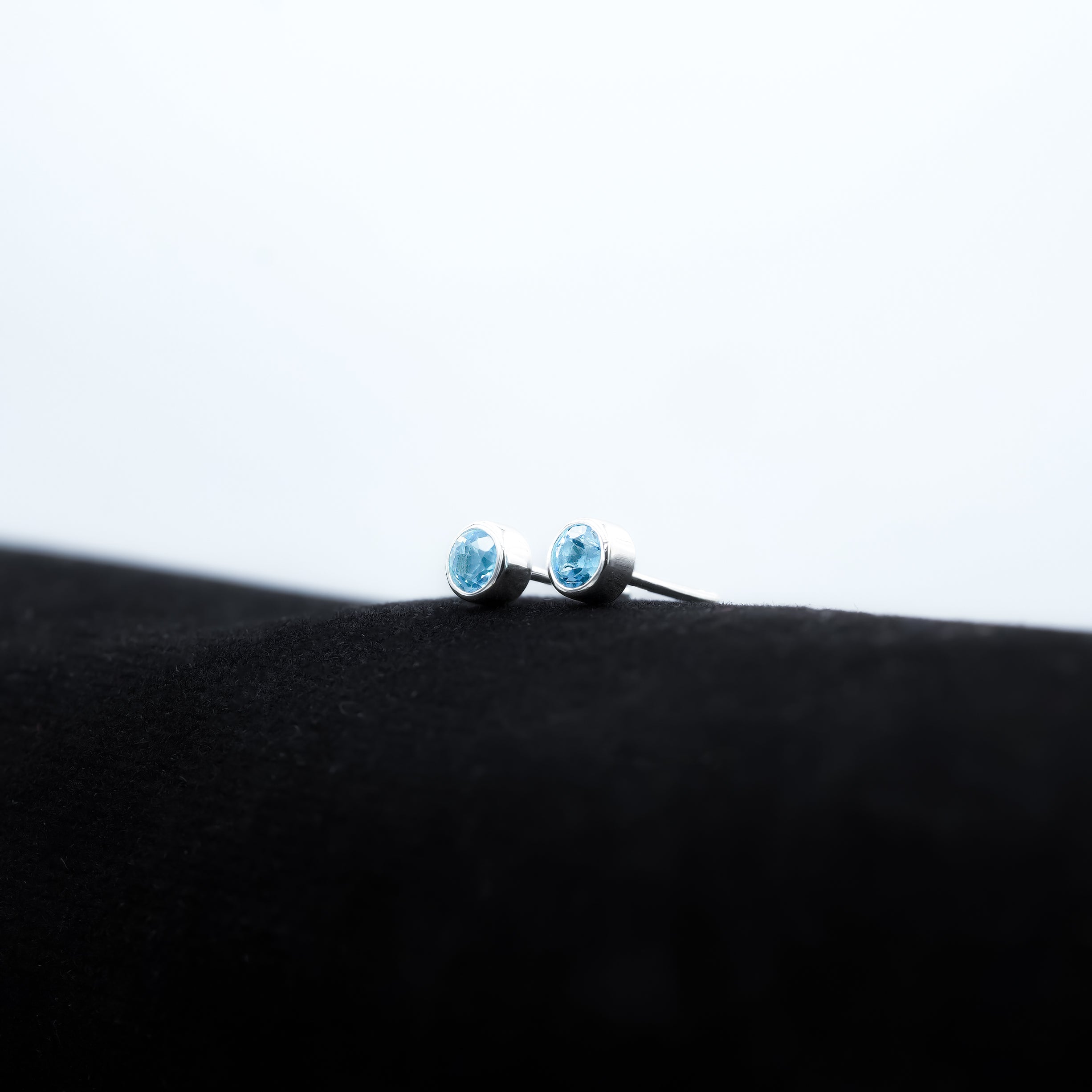 Starborn Round Faceted 4mm Bezel Style Post Earrings in Sterling Silver