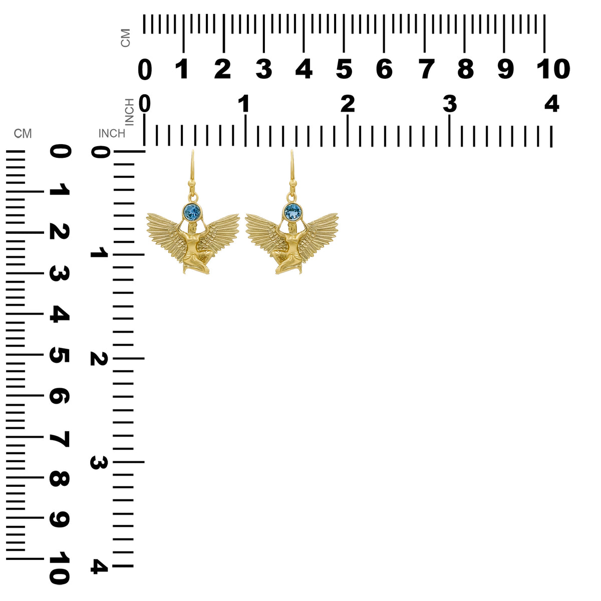 Starborn Faceted Blue Topaz Isis Earring in Nordic Gold