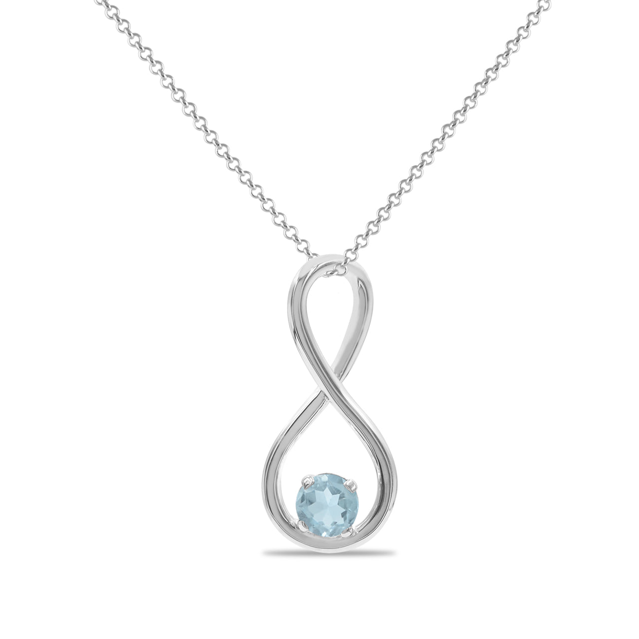 Starborn Faceted Blue Topaz Infinity Pendant in Fine Sterling Silver