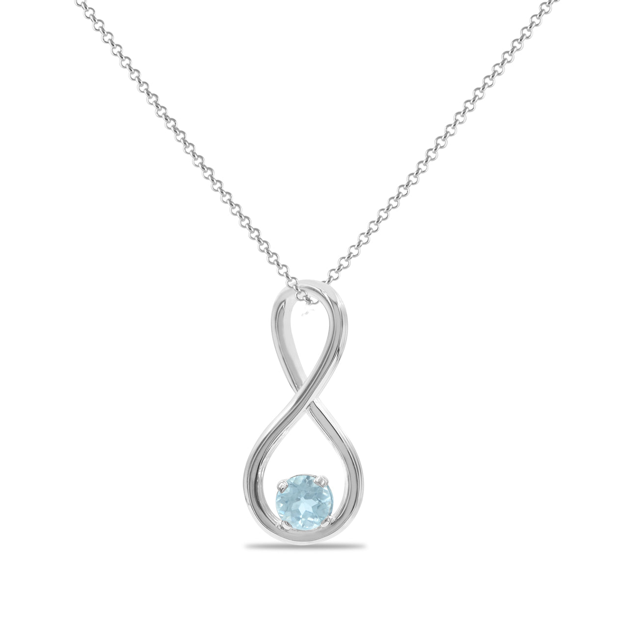 Starborn Faceted Blue Topaz Infinity Pendant in Fine Sterling Silver