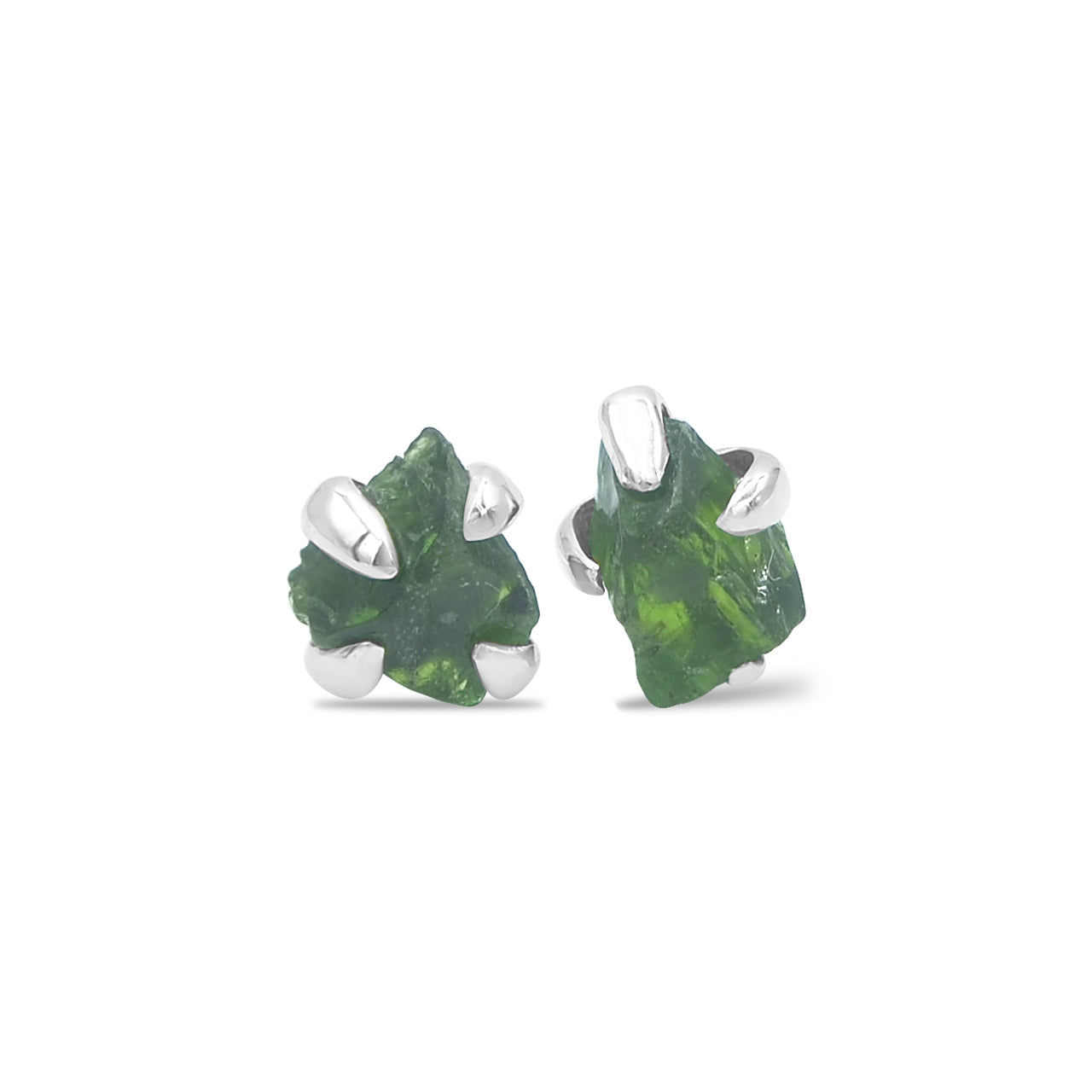 Starborn Rough Chrome Diopside Post Style Earrings in Sterling Silver