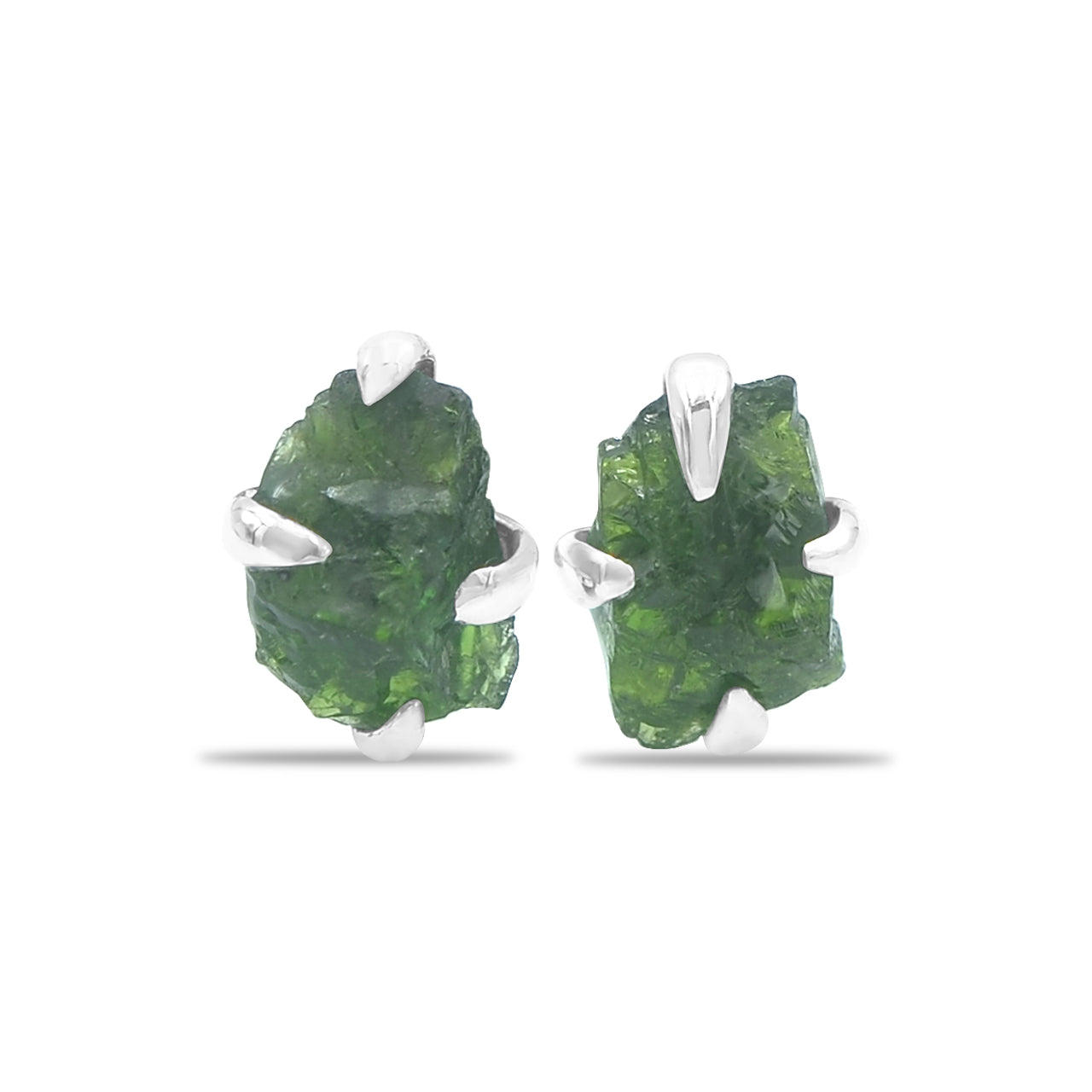 Starborn Rough Chrome Diopside Post Style Earrings in Sterling Silver