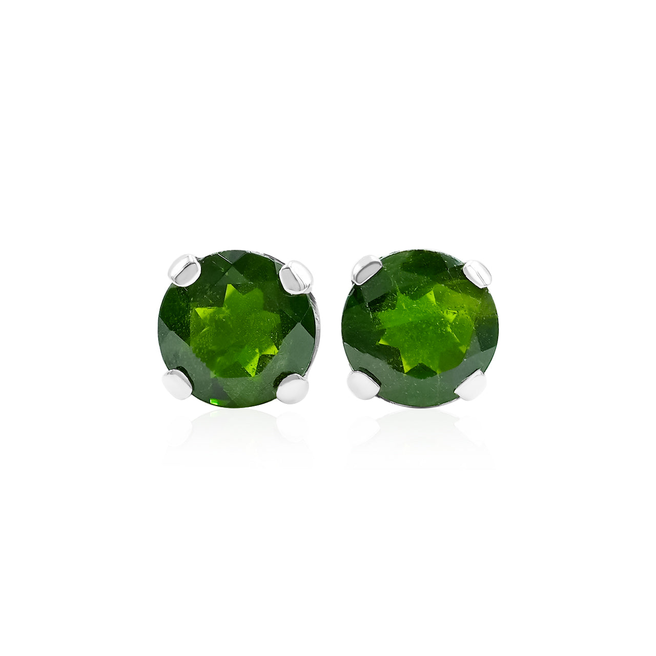 Starborn Round Faceted 7mm Gemstone Post Earrings in Sterling Silver