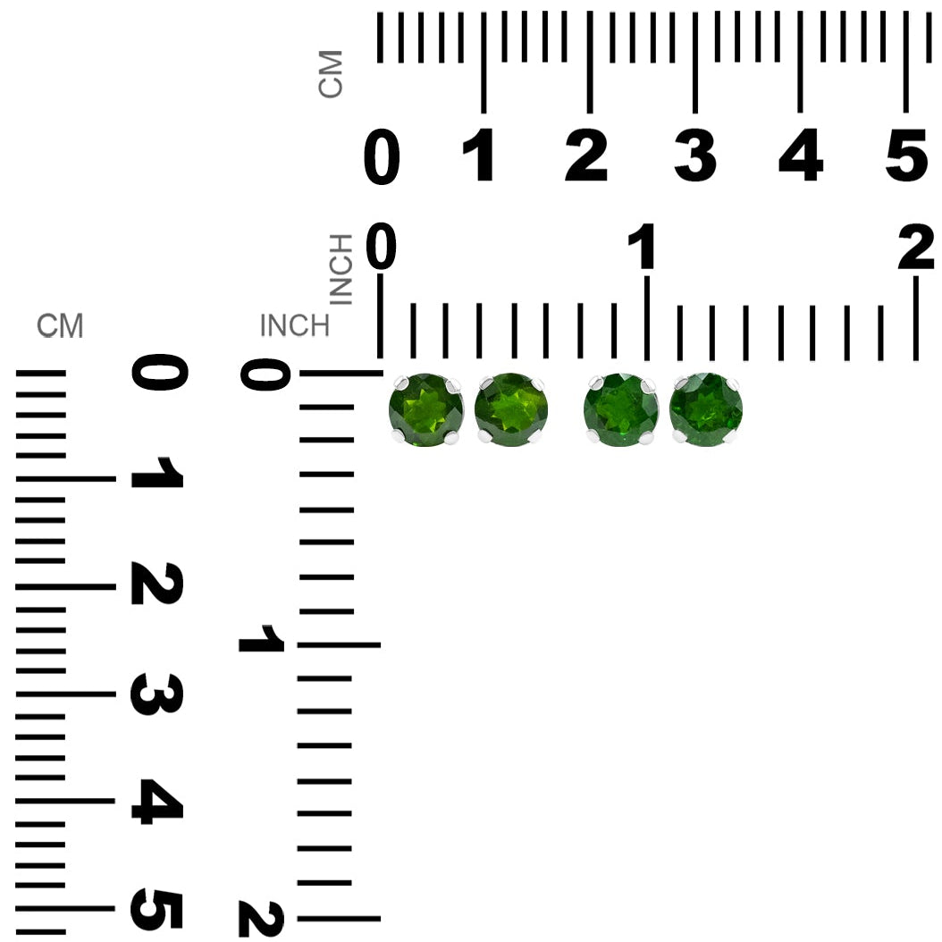 Starborn Chromdiopsid facettierte runde Ohrstecker aus Sterlingsilber, 5 mm 