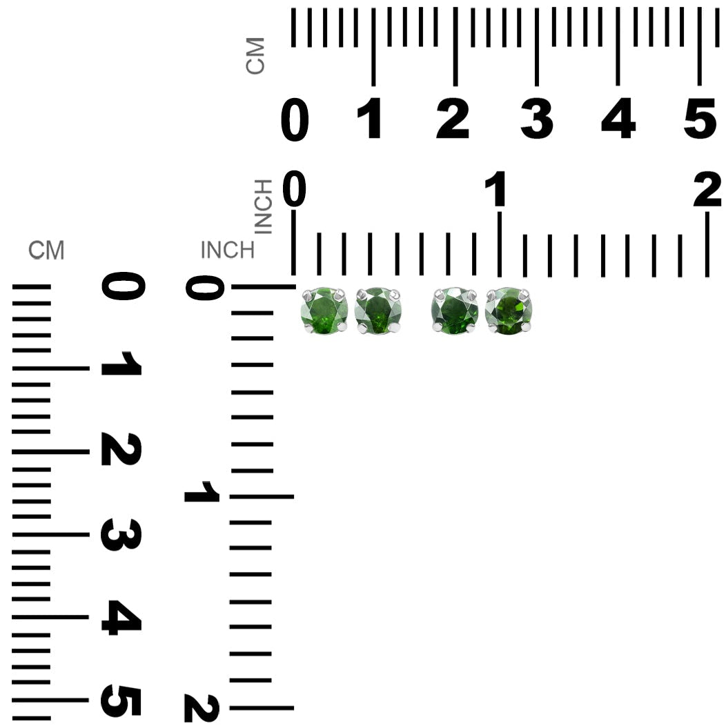 Starborn Chromdiopsid facettierte runde Ohrstecker aus Sterlingsilber, 5 mm 