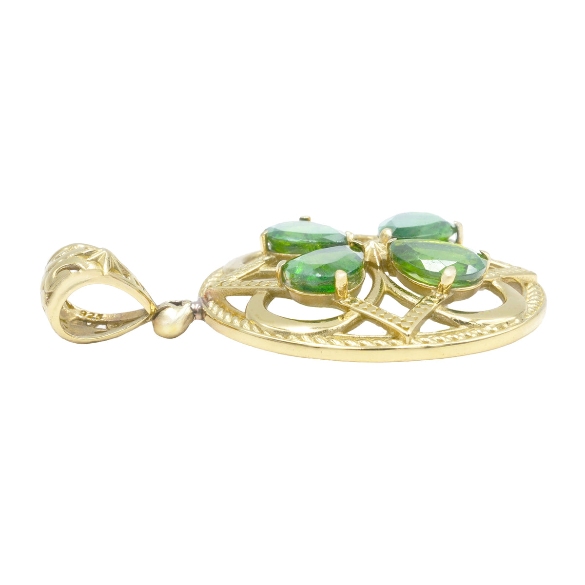 Starborn Chrome Diopside Four Petal Flower Pendant in Nordic Gold
