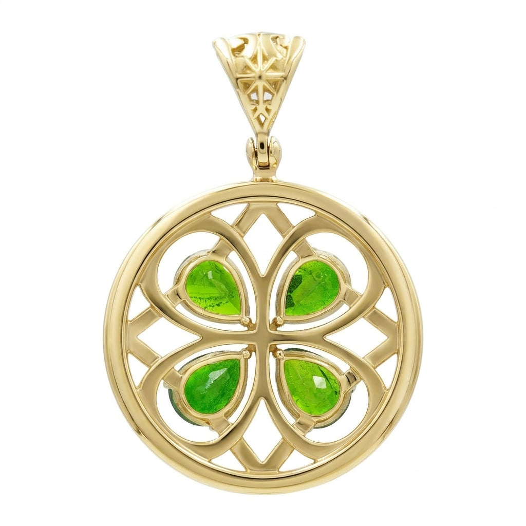 Starborn Chrome Diopside Four Petal Flower Pendant in Nordic Gold