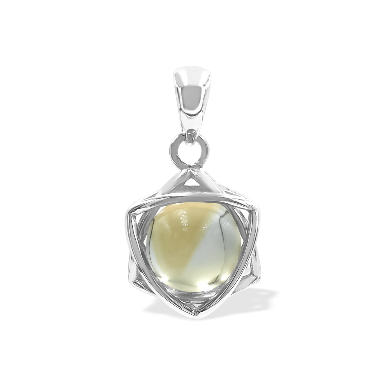 Starborn Edelsteinkugel 6-zackiger Sternanhänger aus Sterlingsilber