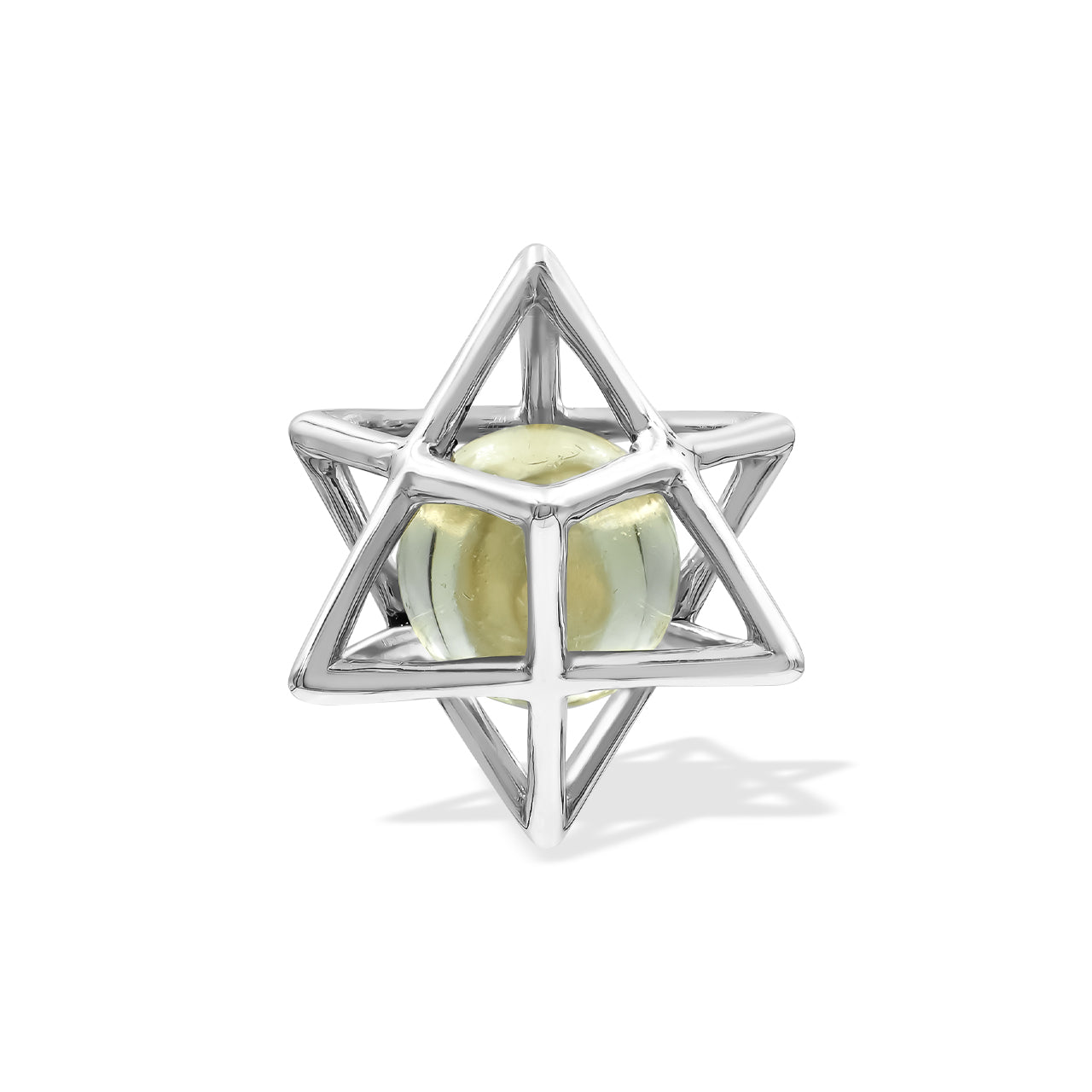 Starborn Merkabah Sterling Silver Cage Pendant and Chain with Gemstone Sphere
