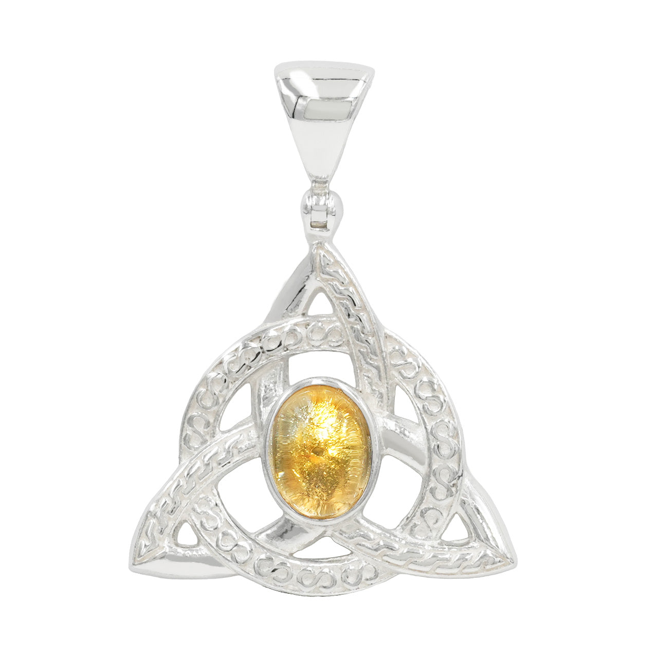 Starborn Citrine Triquetra Pendant in Sterling Silver