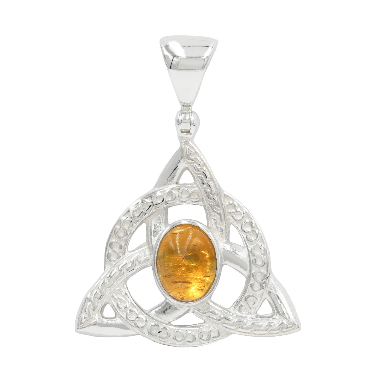 Starborn Citrine Triquetra Pendant in Sterling Silver