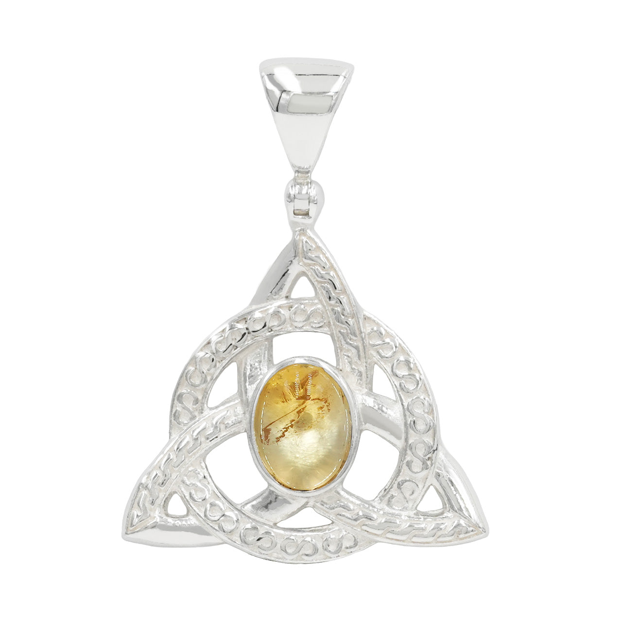 Starborn Citrine Triquetra Pendant in Sterling Silver