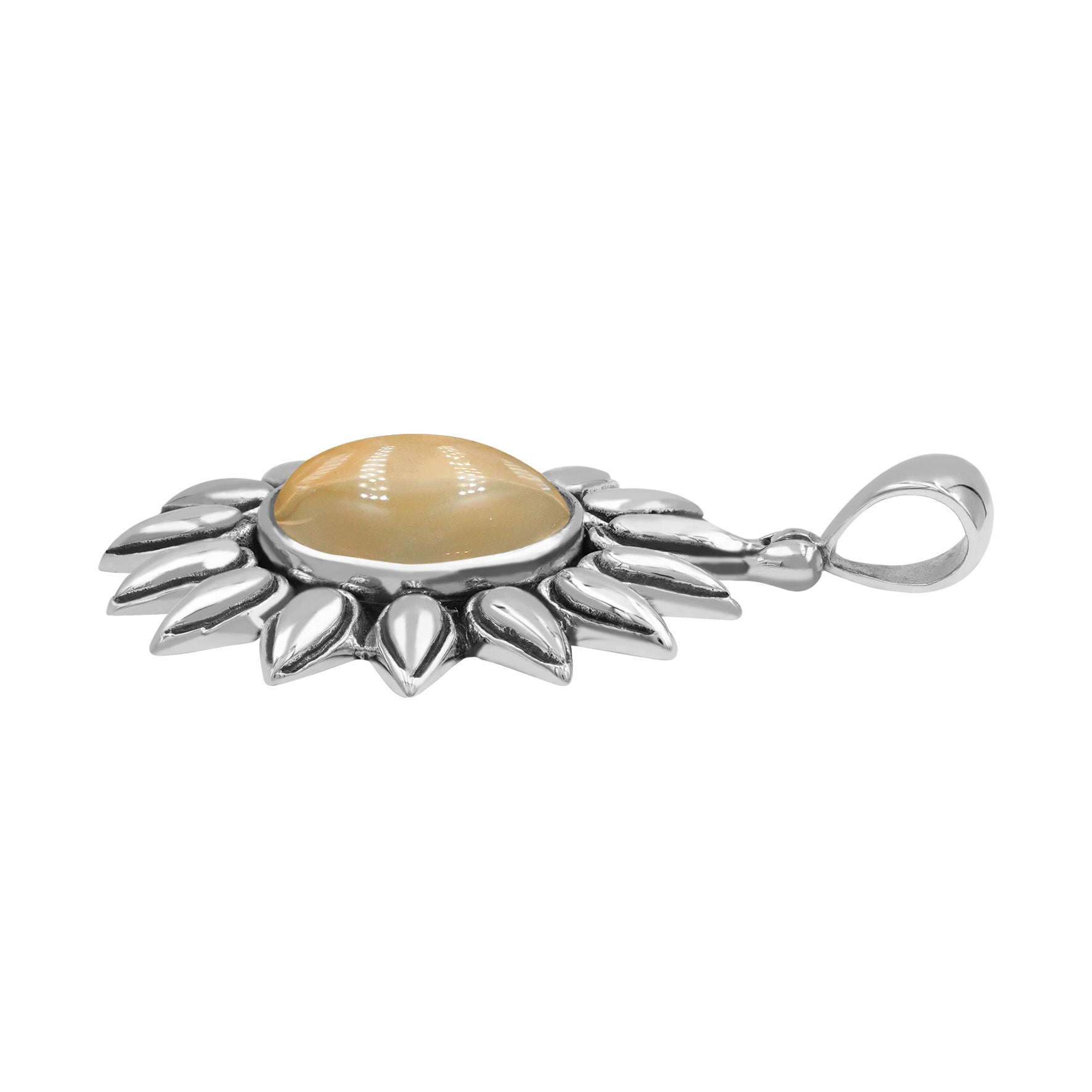Starborn Citrine Sunflower Pendant in Sterling Silver