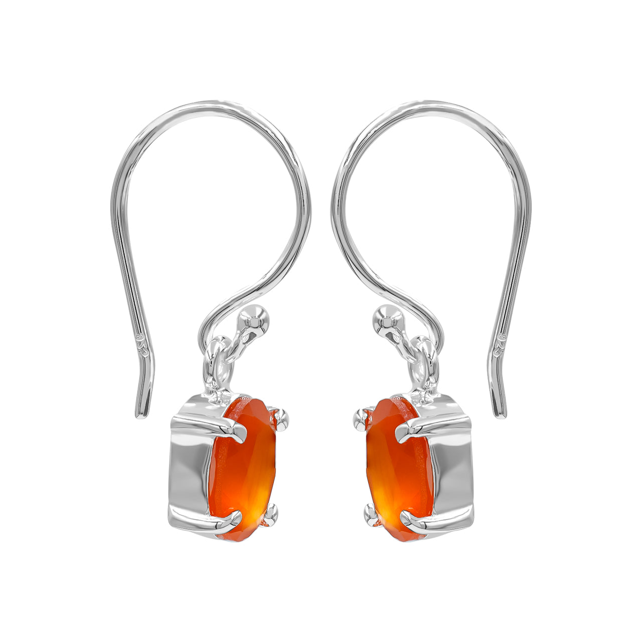 Arete colgante facetado ovalado de cornalina Starborn en plata de ley