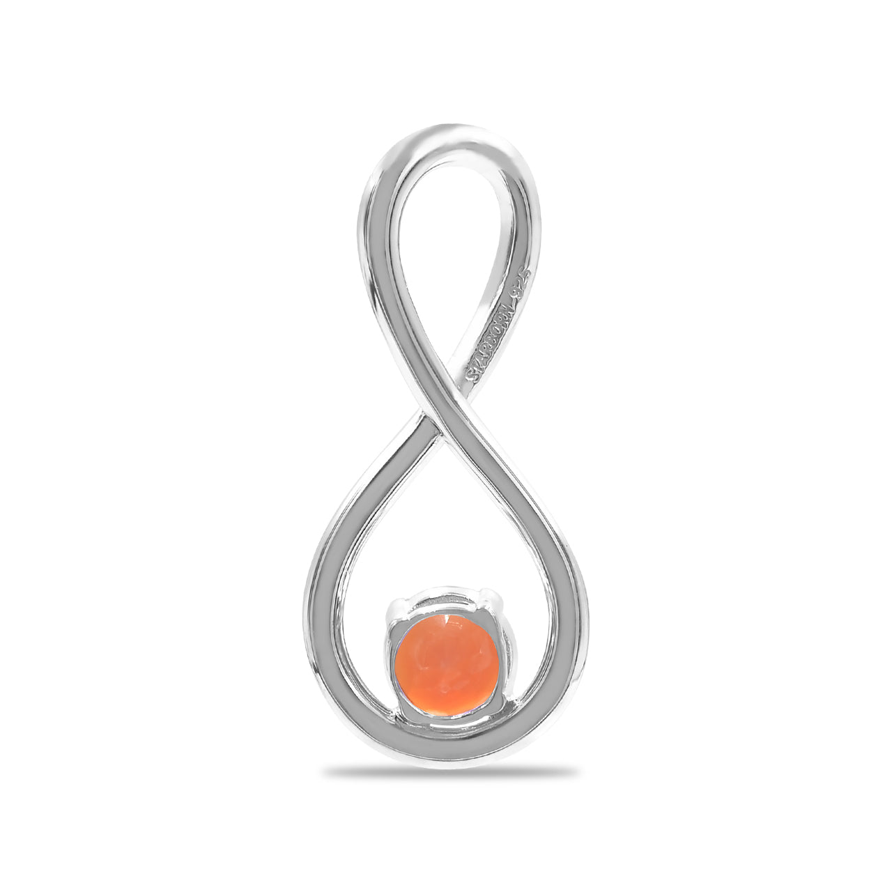 Starborn Faceted Carnelian Infinity Pendant in Fine Sterling Silver