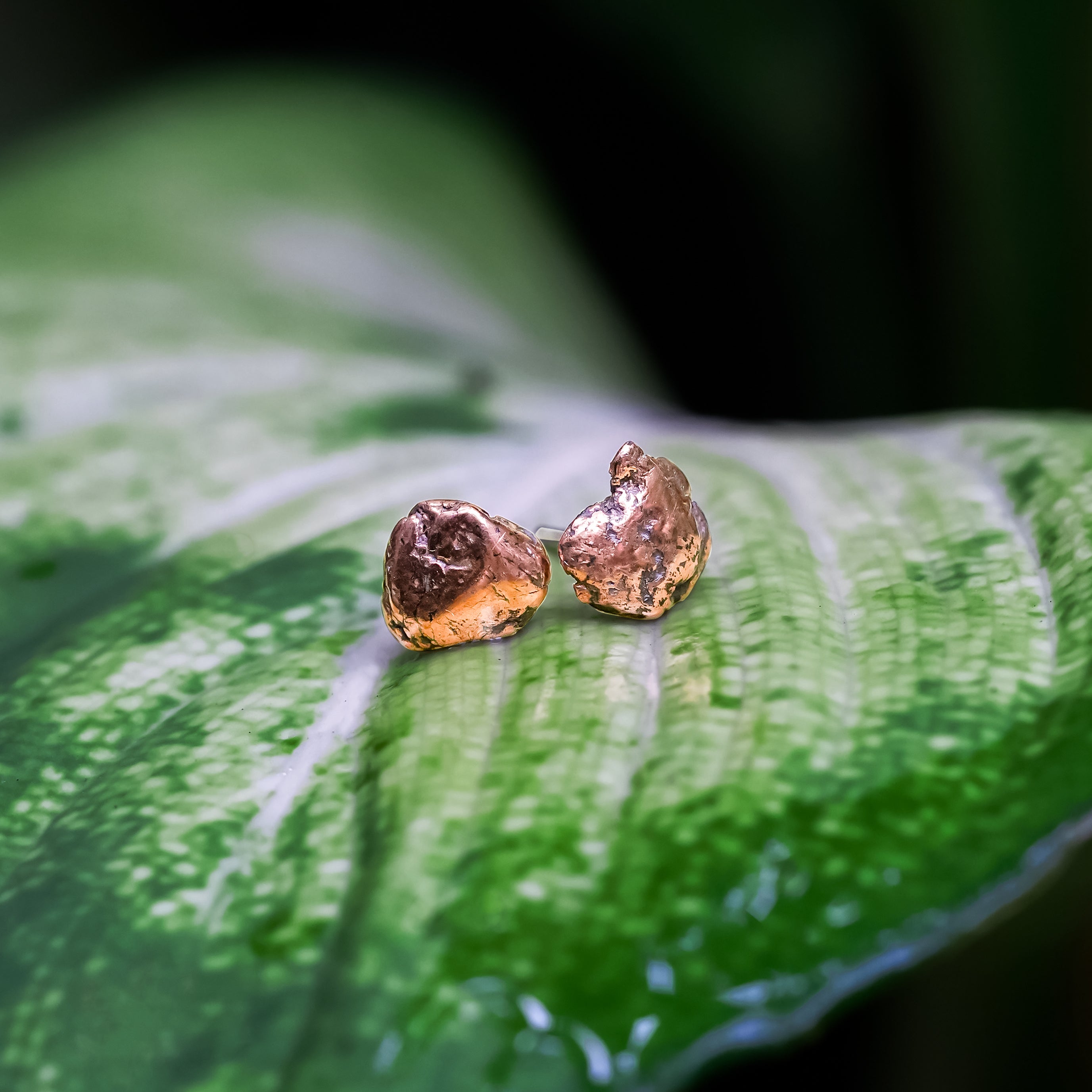 Starborn Copper Nugget with Sterling Silver Post Earrings