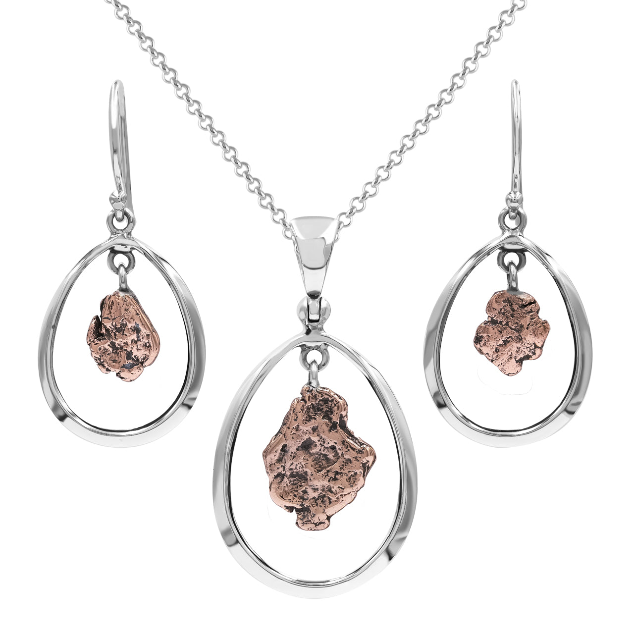 Starborn Copper Earring and Pendant Set in Sterling Silver