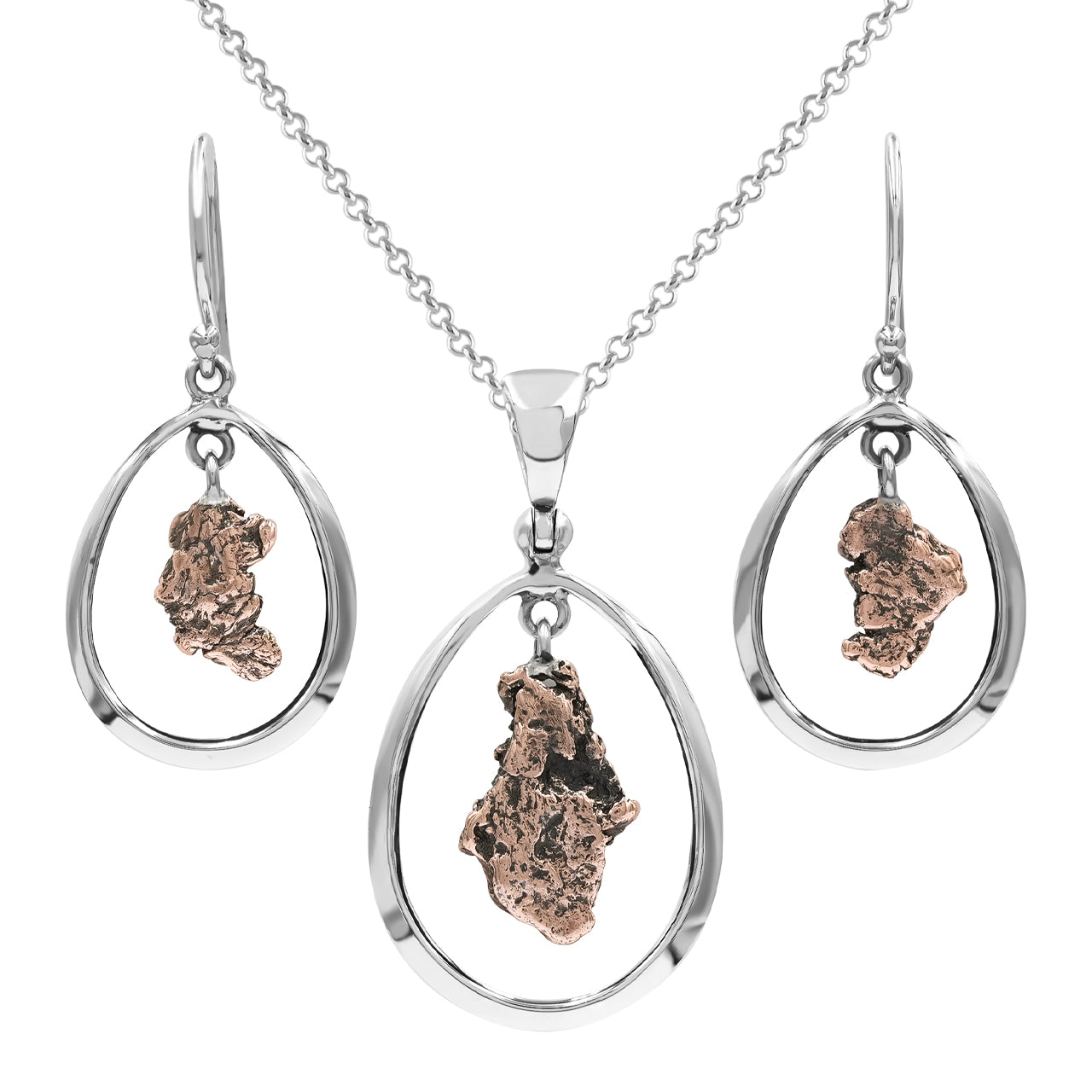 Starborn Copper Earring and Pendant Set in Sterling Silver