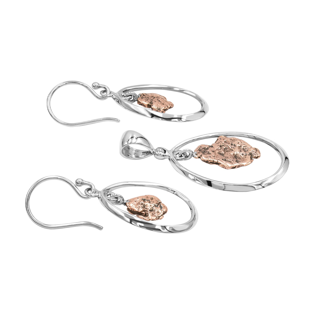 Starborn Copper Earring and Pendant Set in Sterling Silver