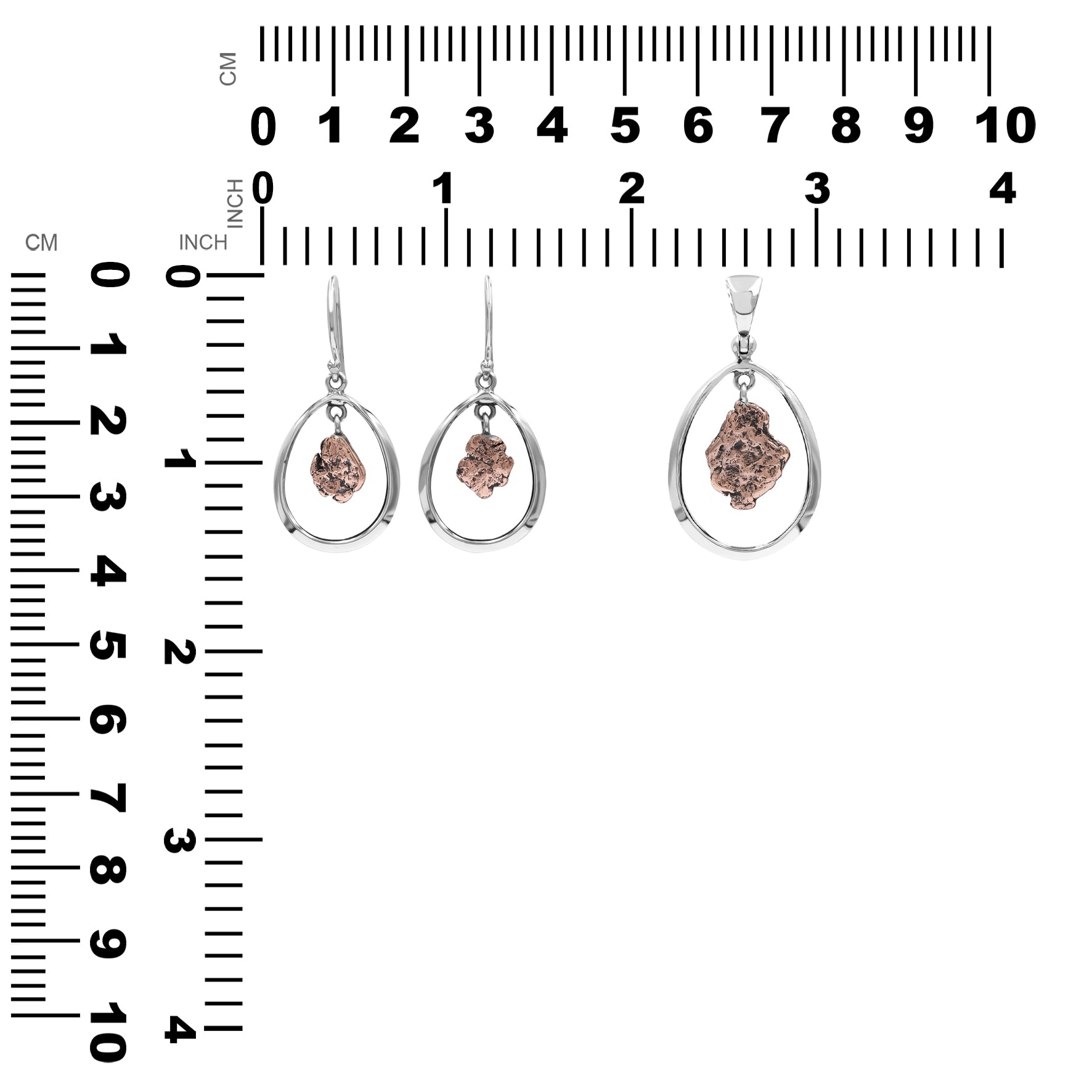 Starborn Copper Earring and Pendant Set in Sterling Silver