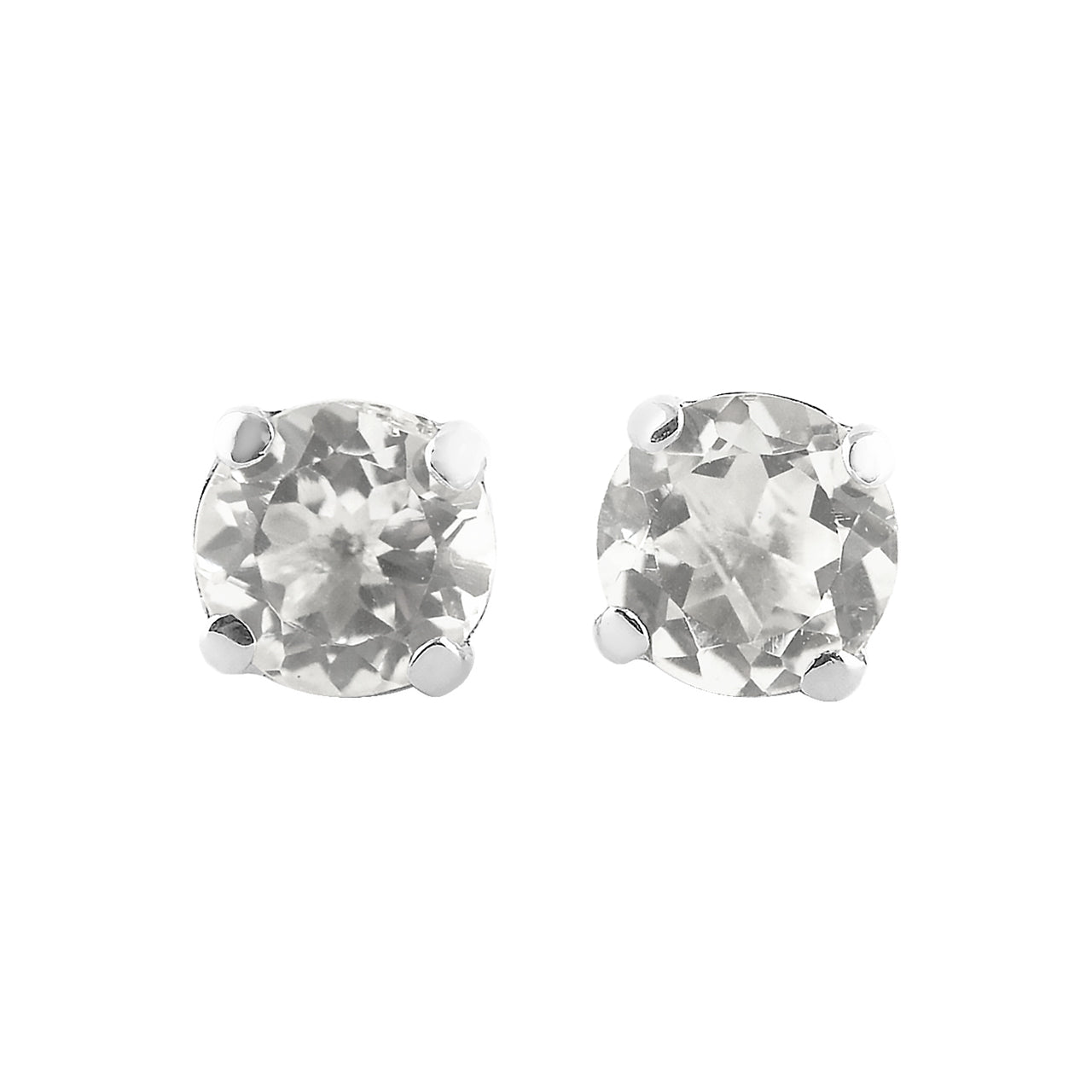 Starborn Danburite Crystal Faceted Round Post Style Earrings in Sterling Silver