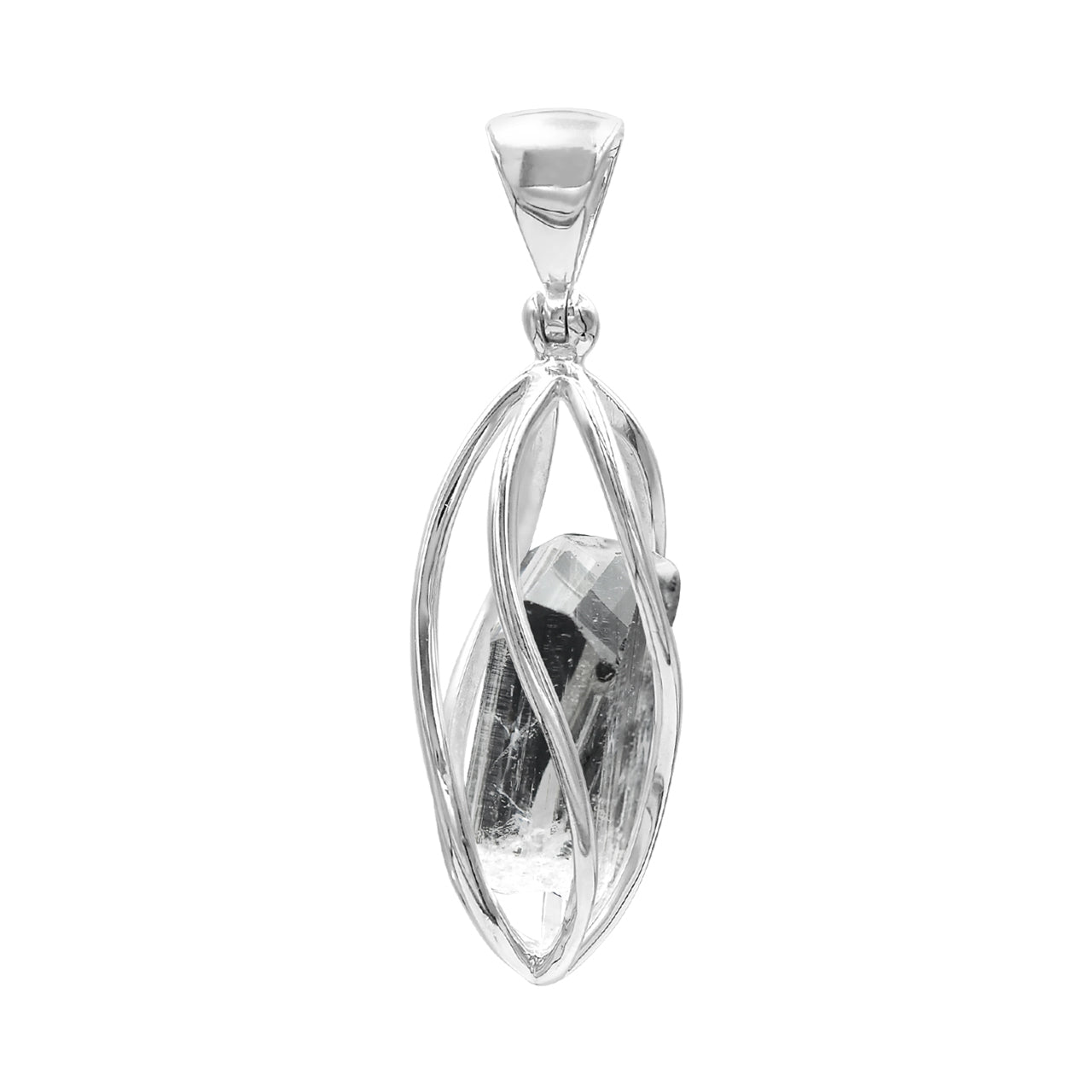 Colgante de cristal de danburita estilo jaula de plata de ley Starborn 