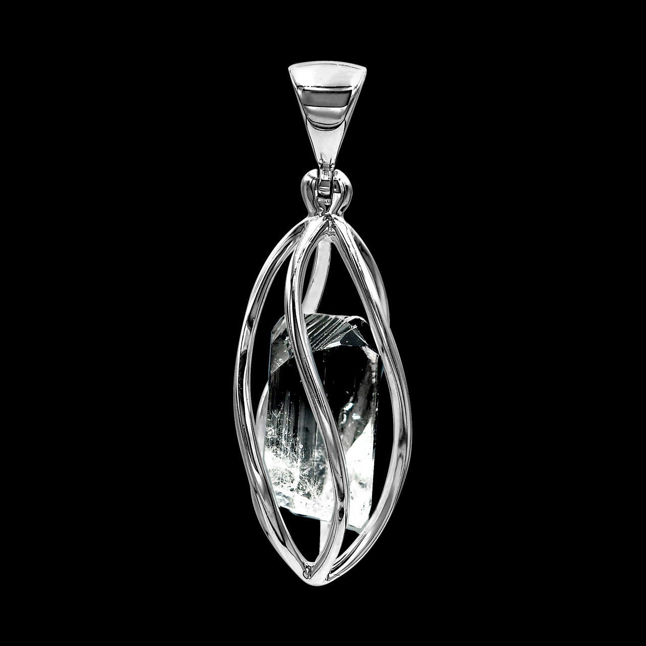 Colgante de cristal de danburita estilo jaula de plata de ley Starborn 