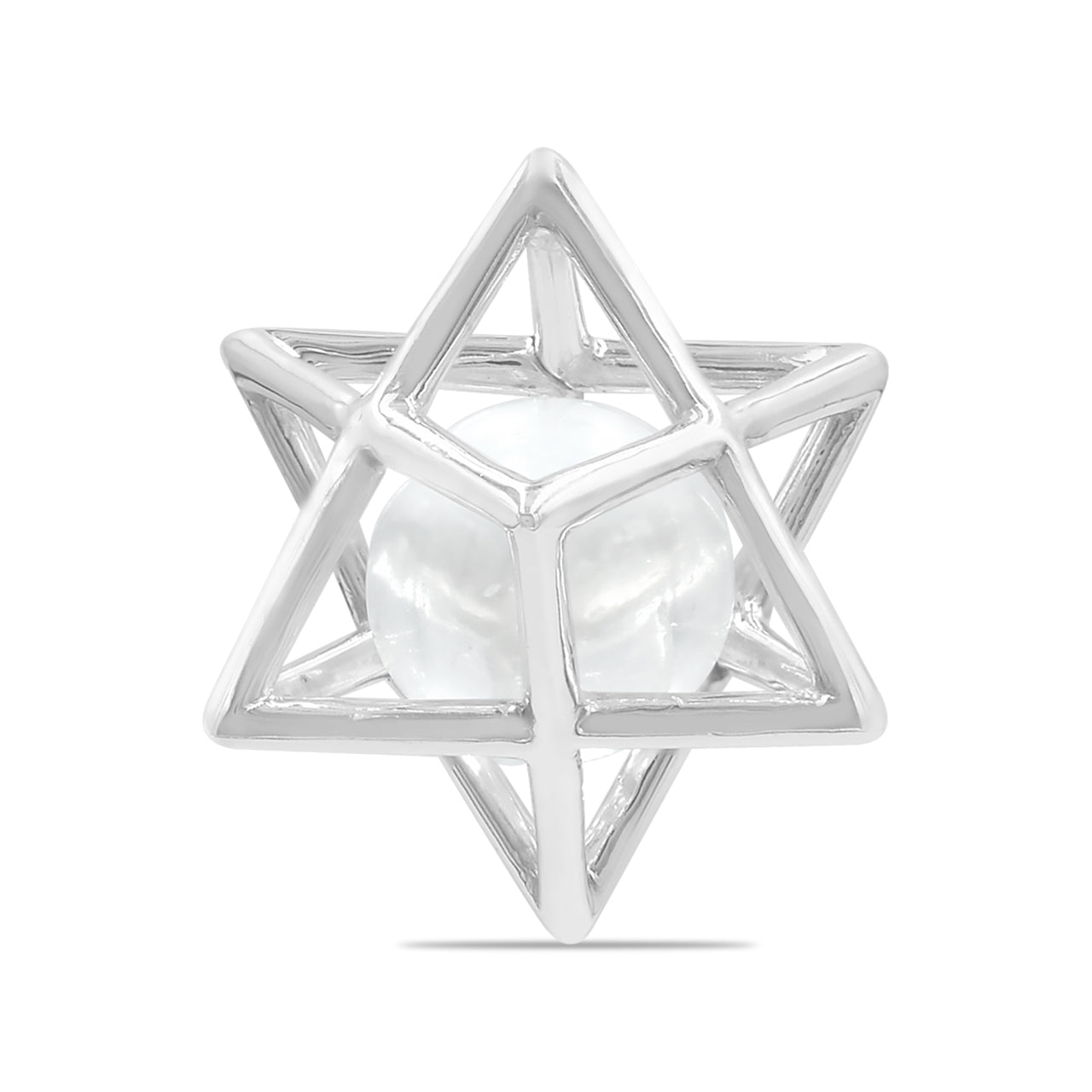 Colgante con esfera de piedras preciosas de jaula mediana Merkabah de Starborn en plata de ley