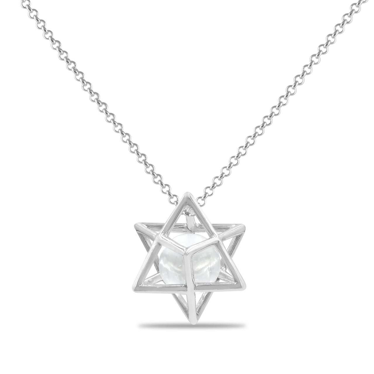 Colgante y cadena Merkaba Danburita Esfera Starborn en plata de ley