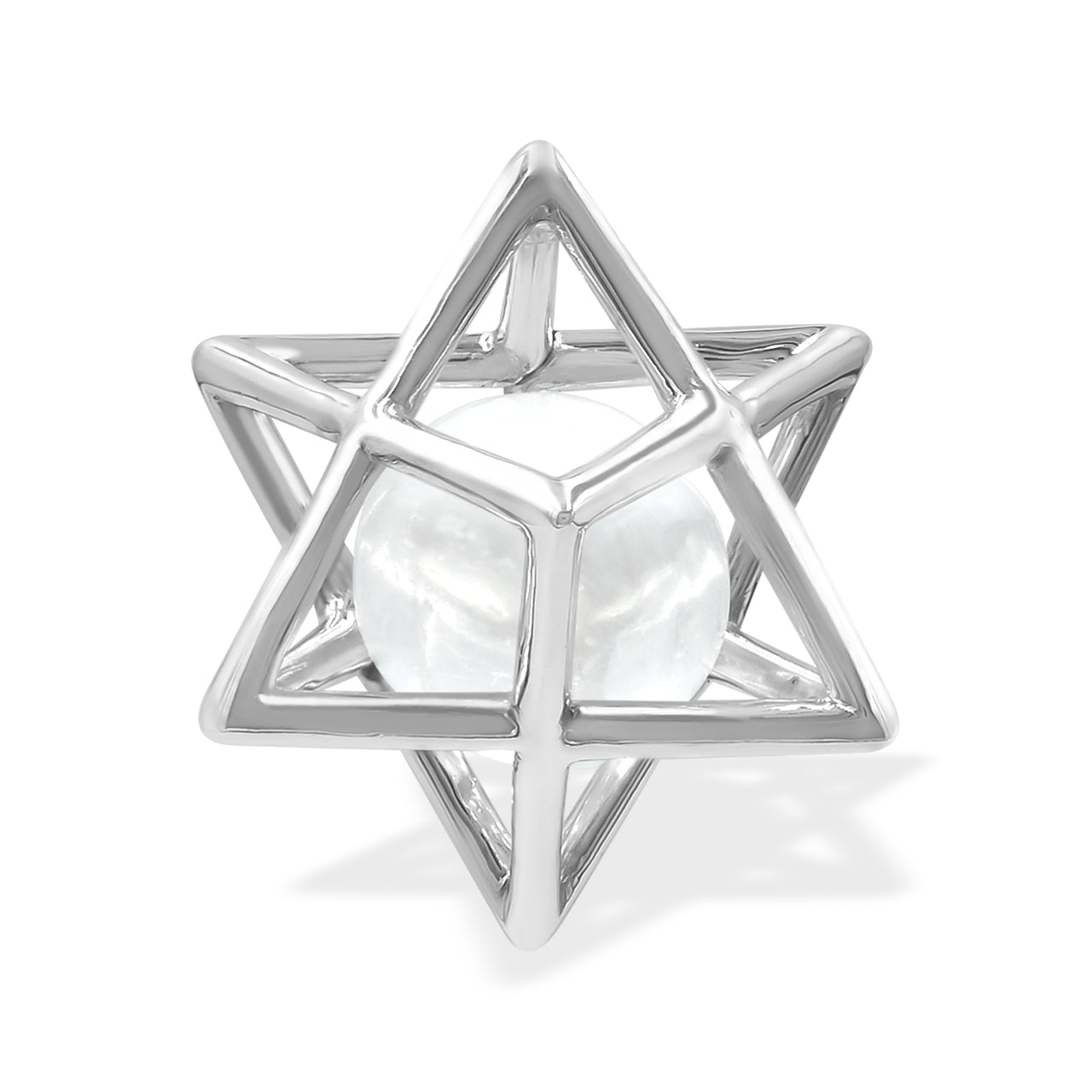 Colgante de esfera de 12 mm con piedras preciosas de jaula grande Starborn Merkabah en plata de ley