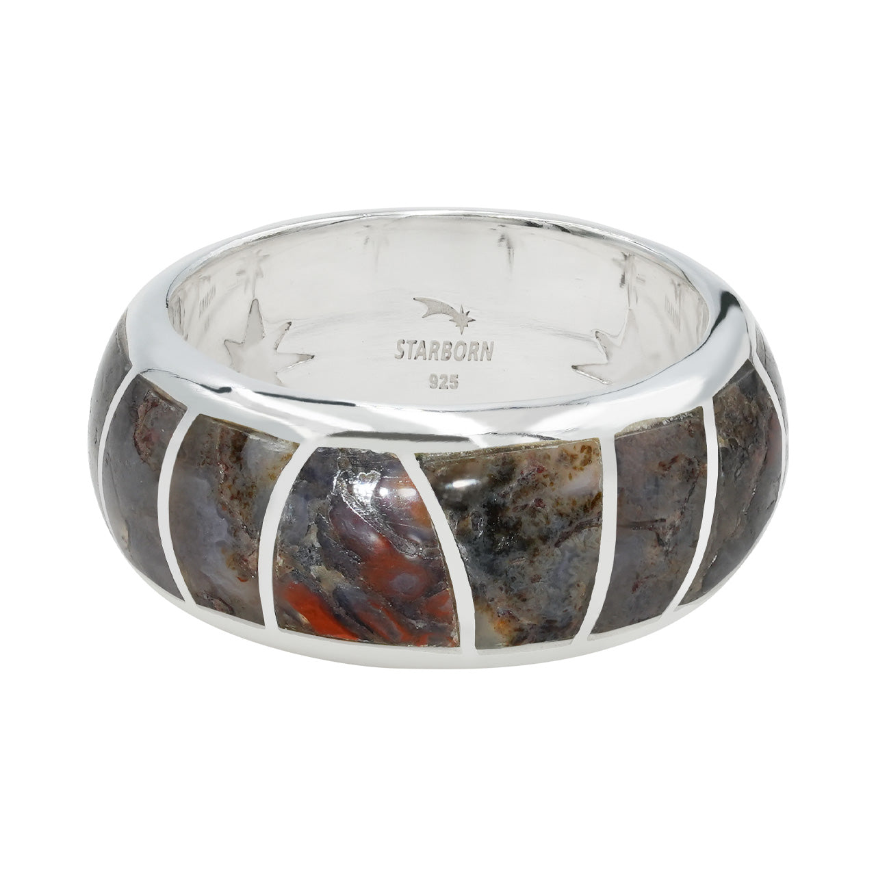 Starborn Fossil Dinosaur Bone Channel Ring in Sterling Silver