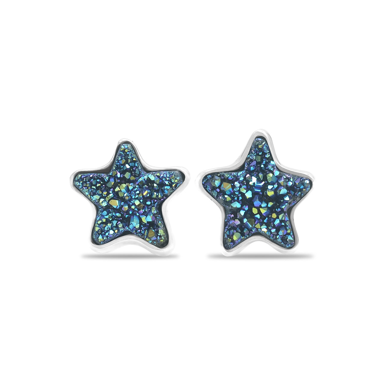 Starborn Drusy Star Post Earrings in Sterling Silver