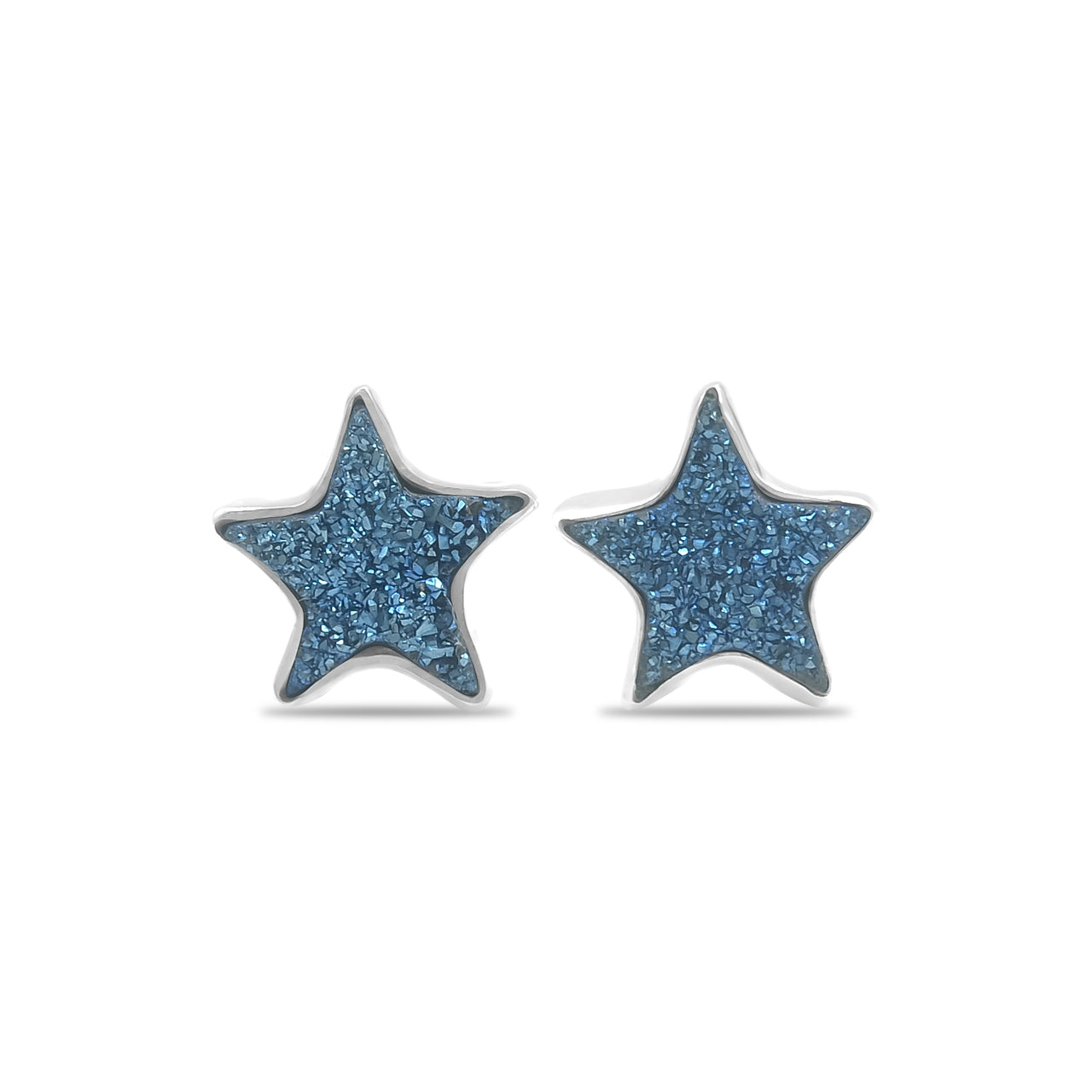 Starborn Drusy Star Post Earrings in Sterling Silver