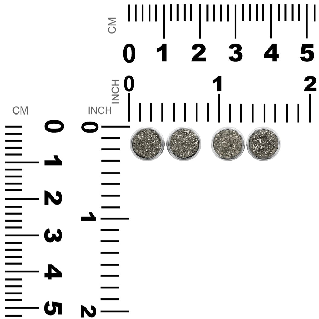 Pendientes redondos con forma de poste de 8 mm de cuarzo Drusy de Starborn en plata de ley