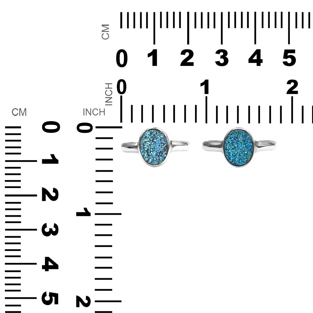 Anillo ovalado con drusa de cuarzo Starborn Cassiopeia Seas en plata de ley