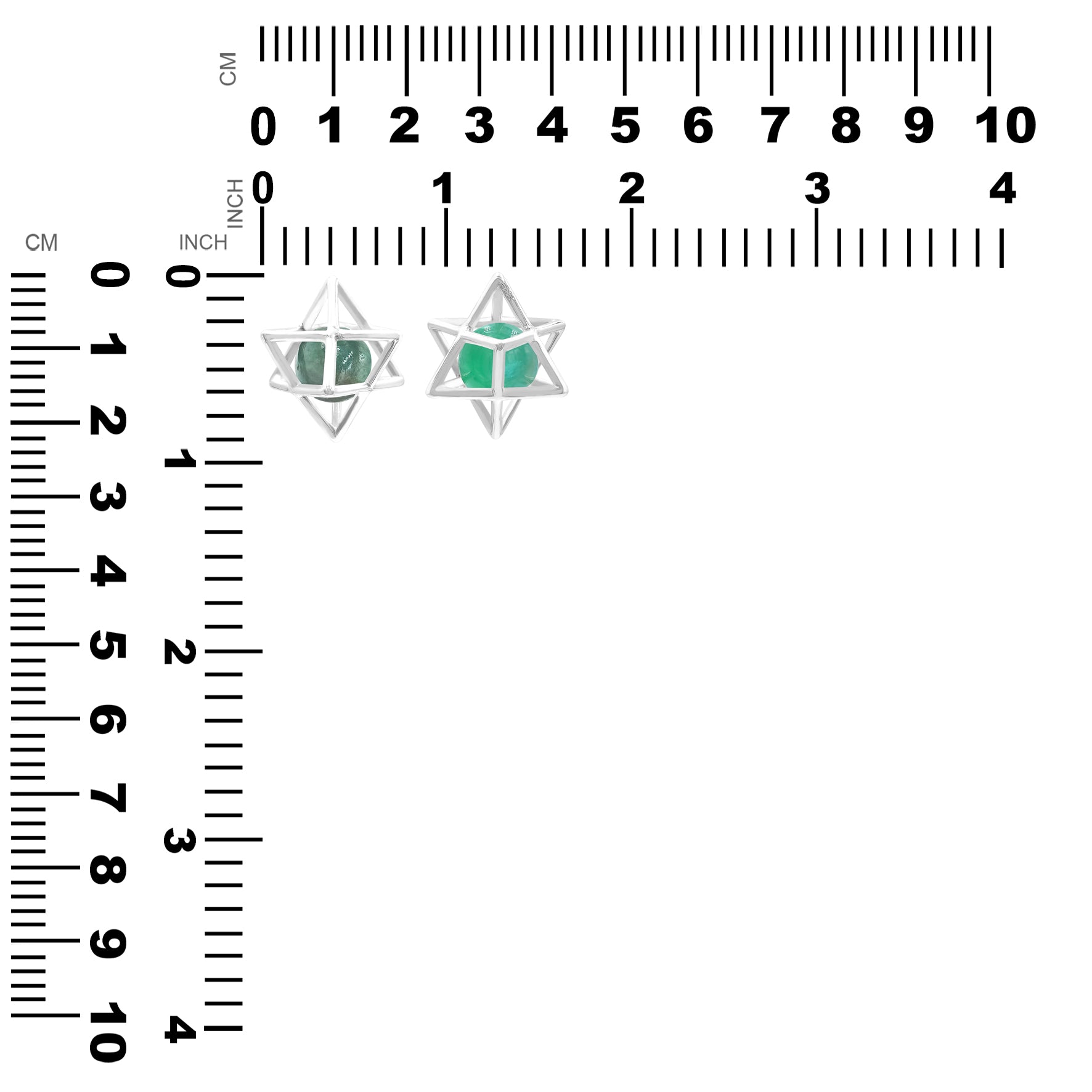 Starborn Merkabah Sterling Silver Cage Pendant and Chain with Emerald Sphere