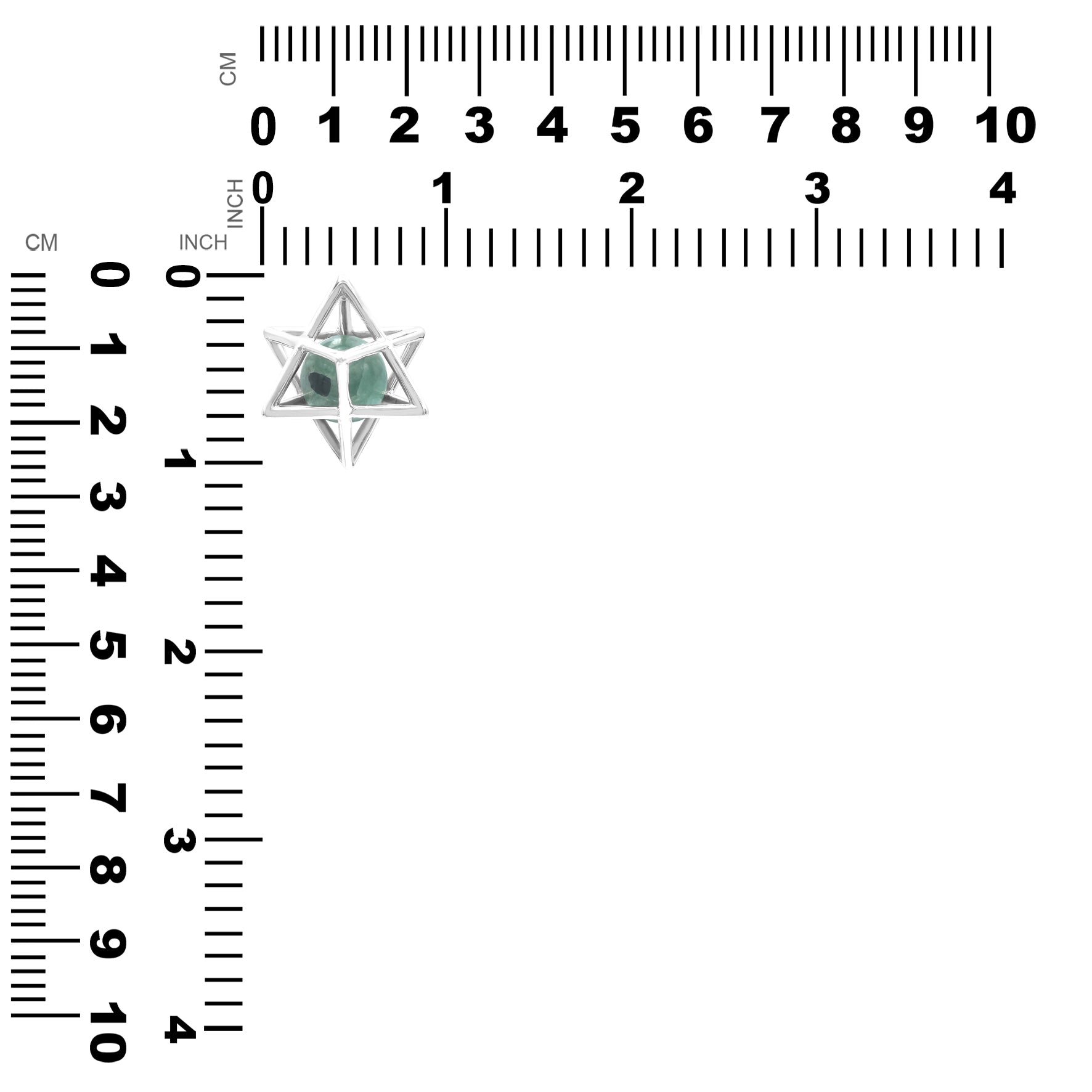 Starborn Merkabah Sterling Silver Cage Pendant and Chain with Emerald Sphere