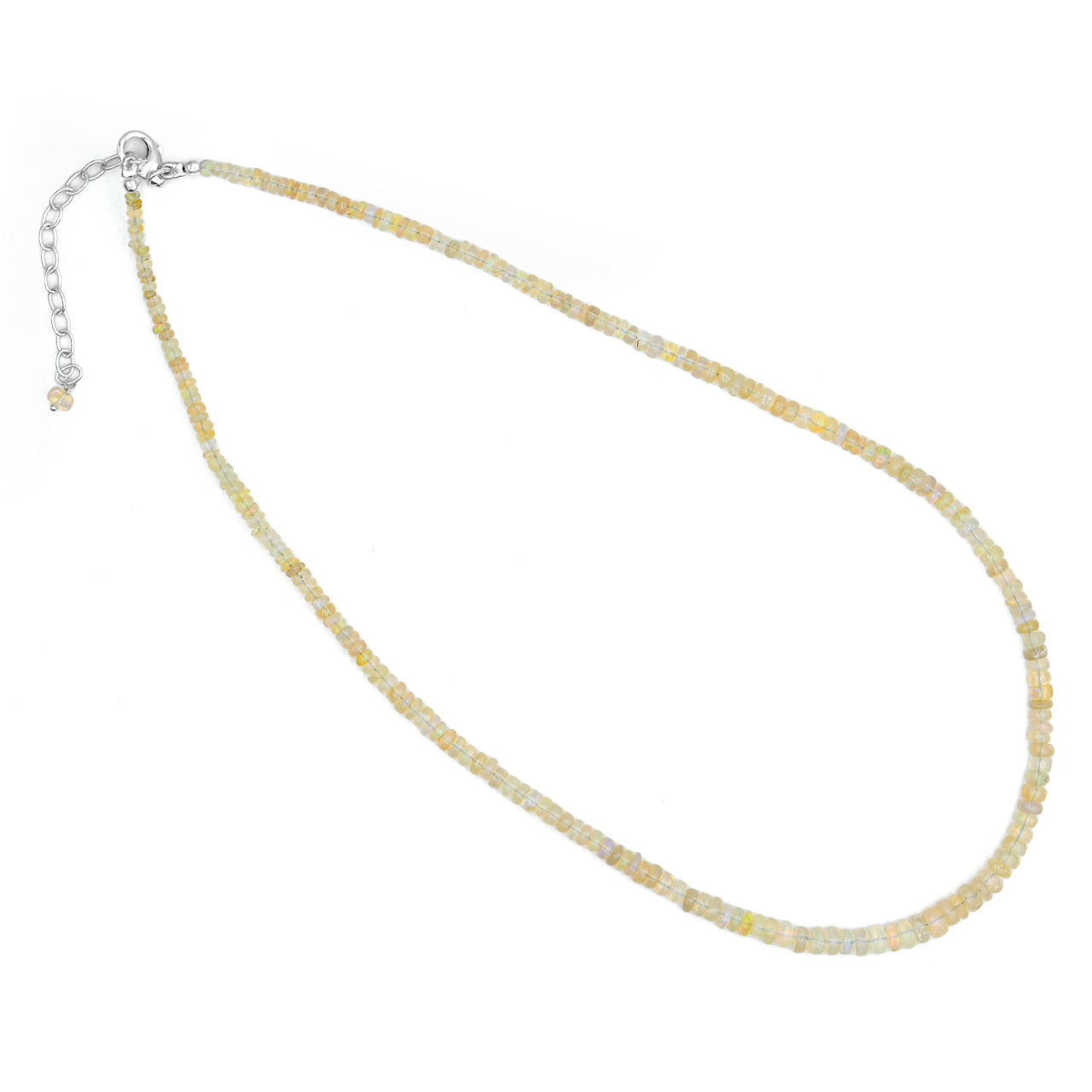 Starborn Yellow Sheen of Natural Ethiopian Opal Adjustable Bead Chain Necklace