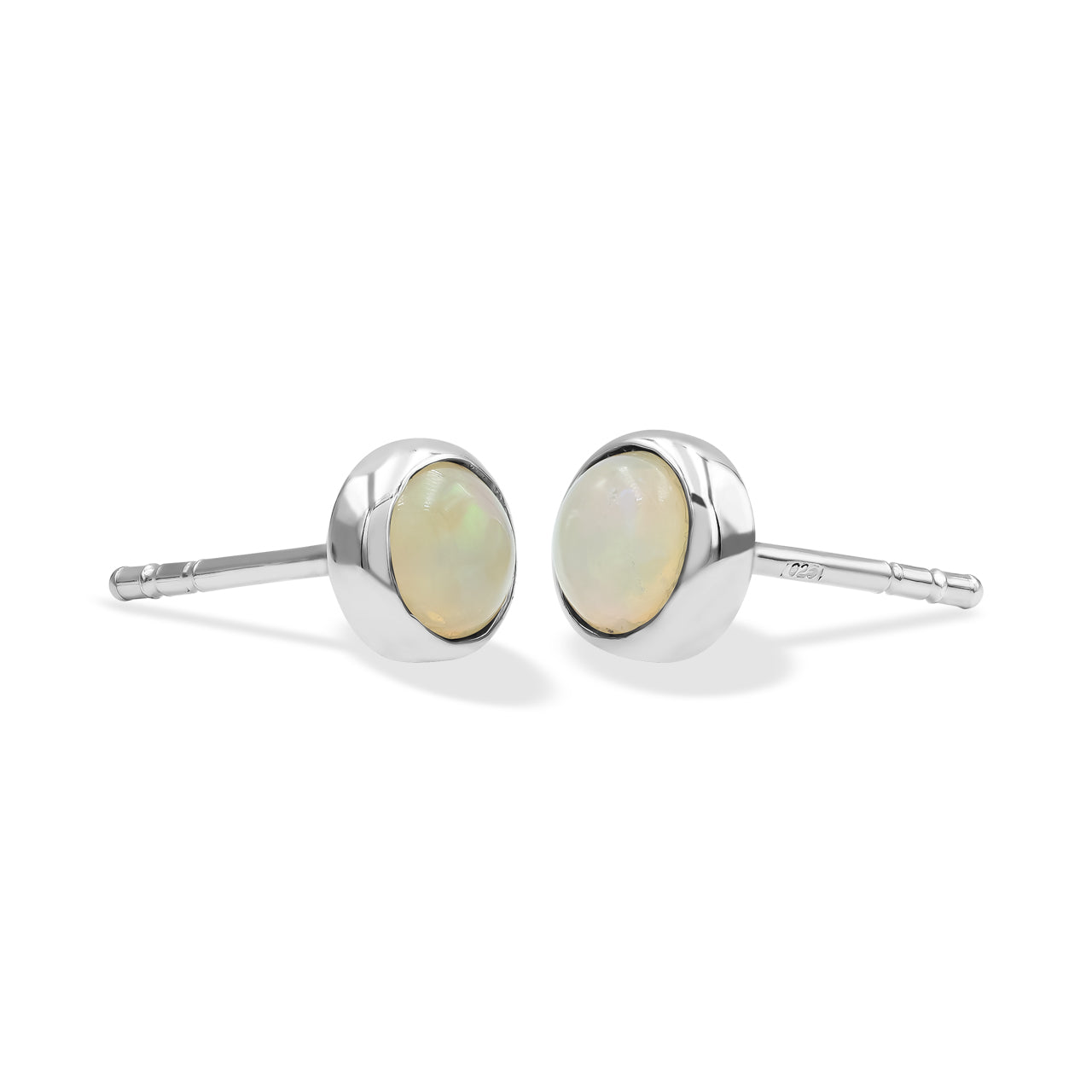 Starborn Round Cabochon 5mm Post Style Earrings in Sterling Silver