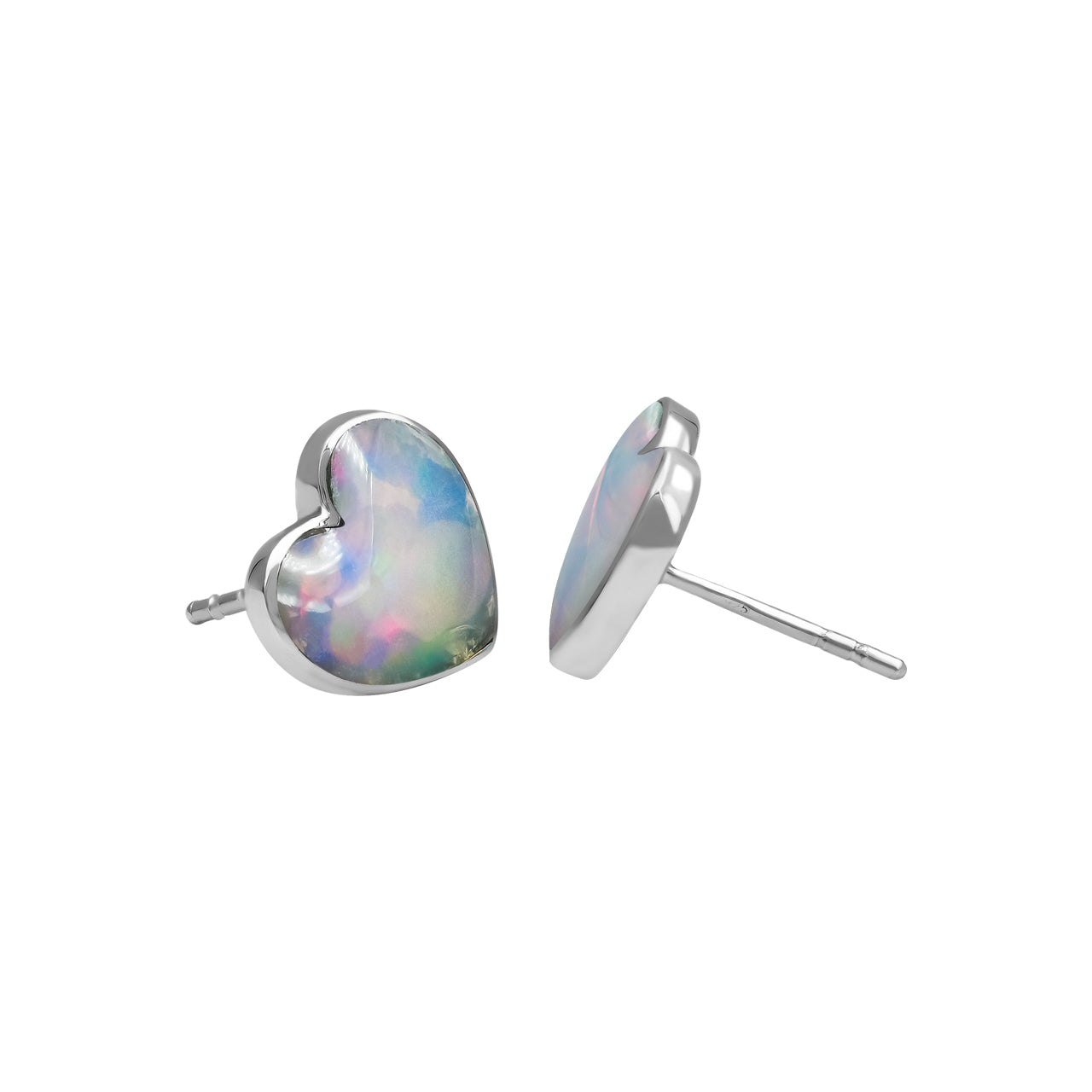 Starborn Heart Ethiopian Opal Post Style Earrings in Sterling Silver