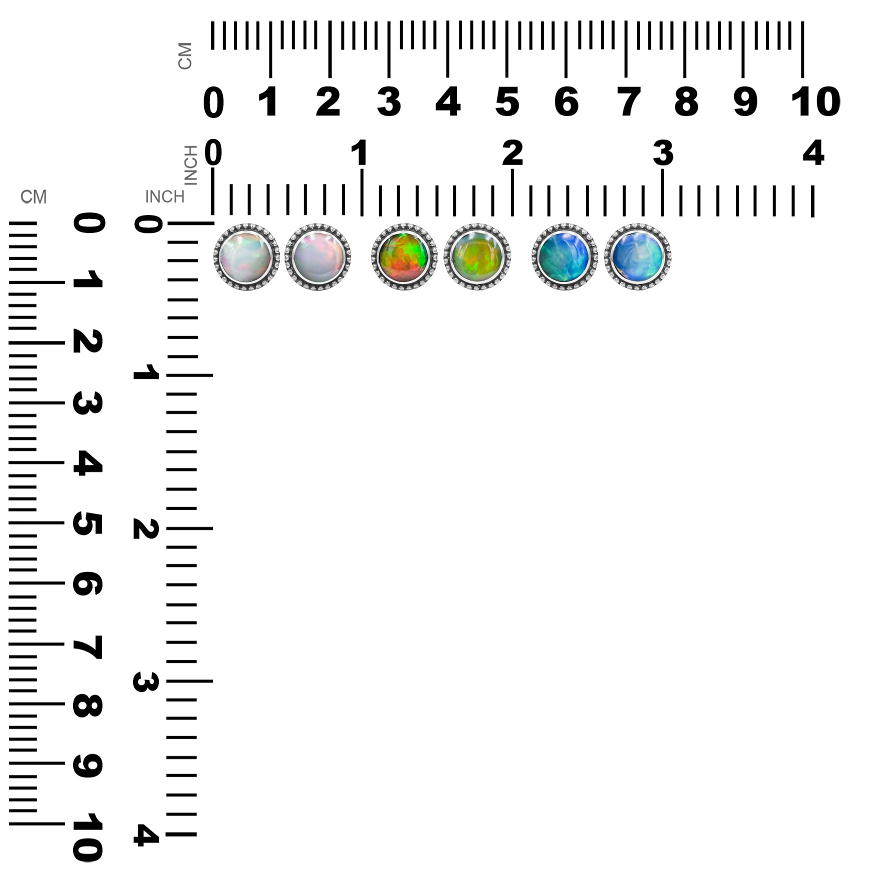 Starborn Ethiopian Opal 8mm Post Style Earrings with Balinese Silverwork in Sterling Silver