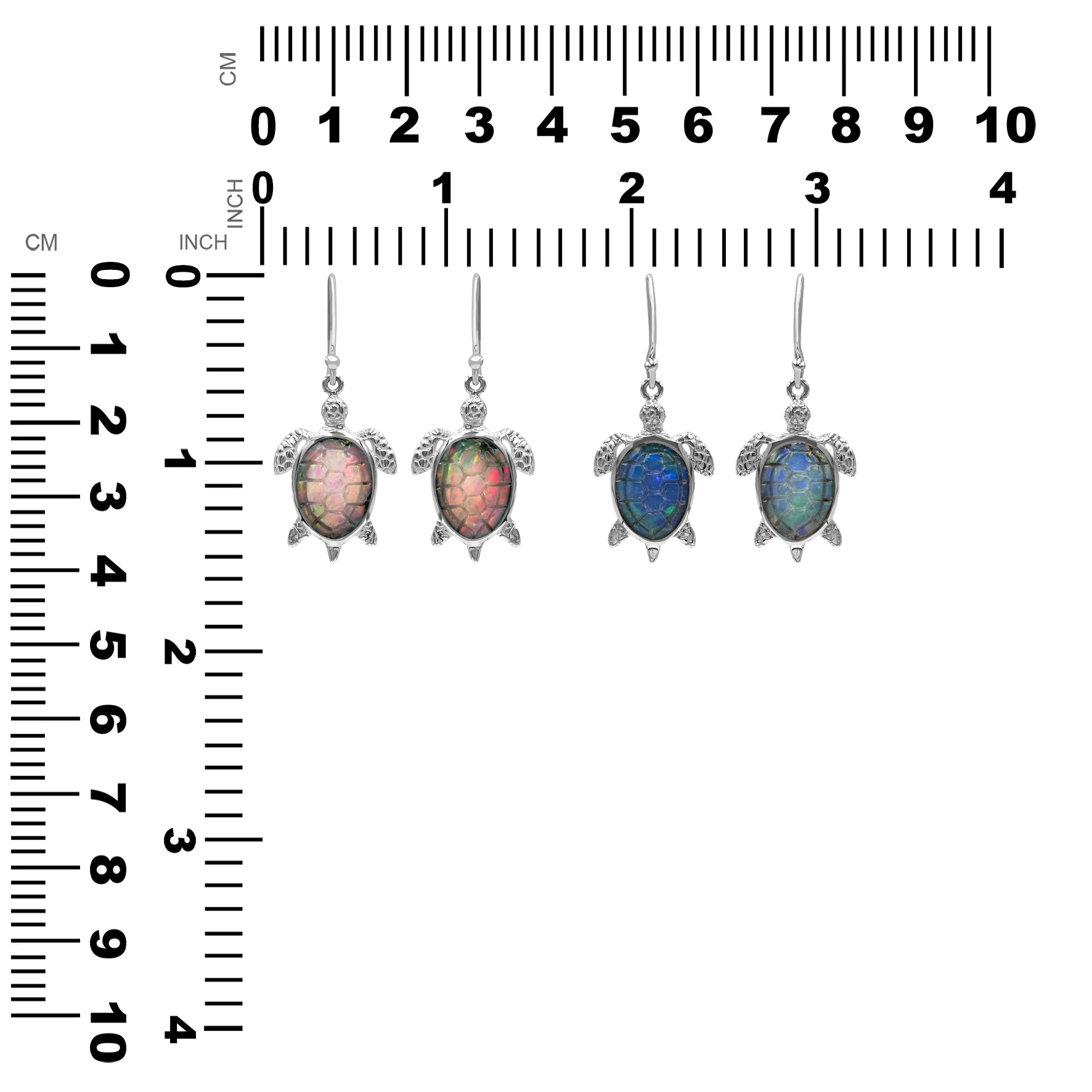 Starborn Hand-carved Natural Ethiopian Opal Turtle Earrings in Sterling Silver