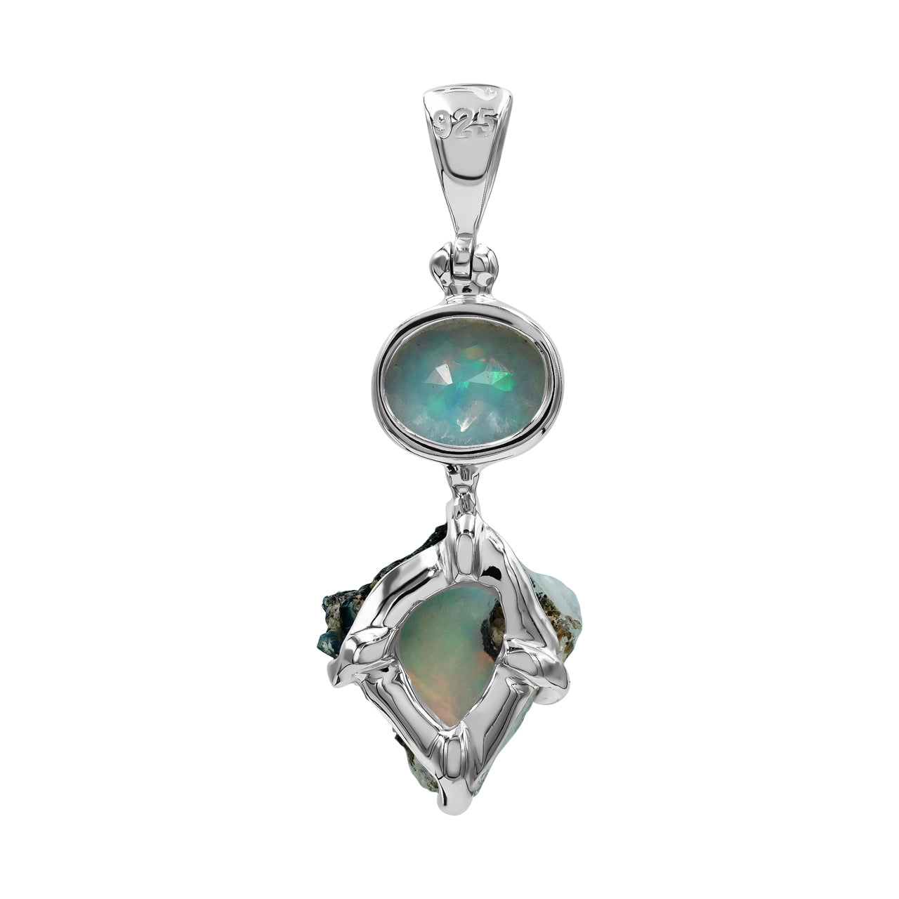 Colgante doble de ópalo etíope Starborn en plata de ley