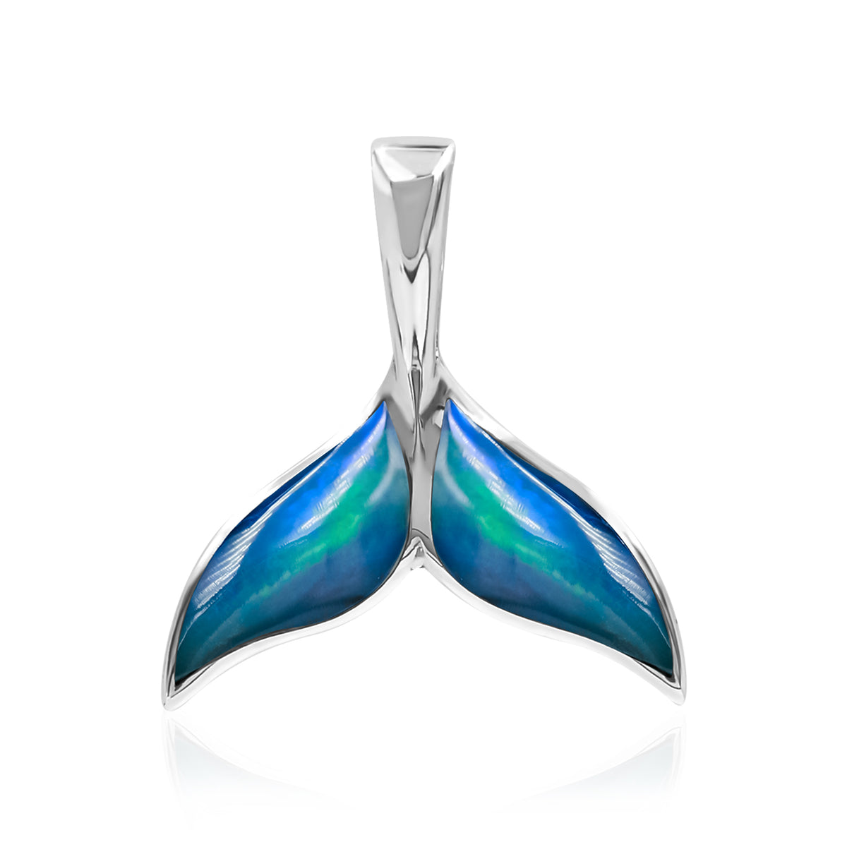アクセサリー Whale tail opal necklace Whale Tail 14K White Gold Opal Inlay Pendant Necklace