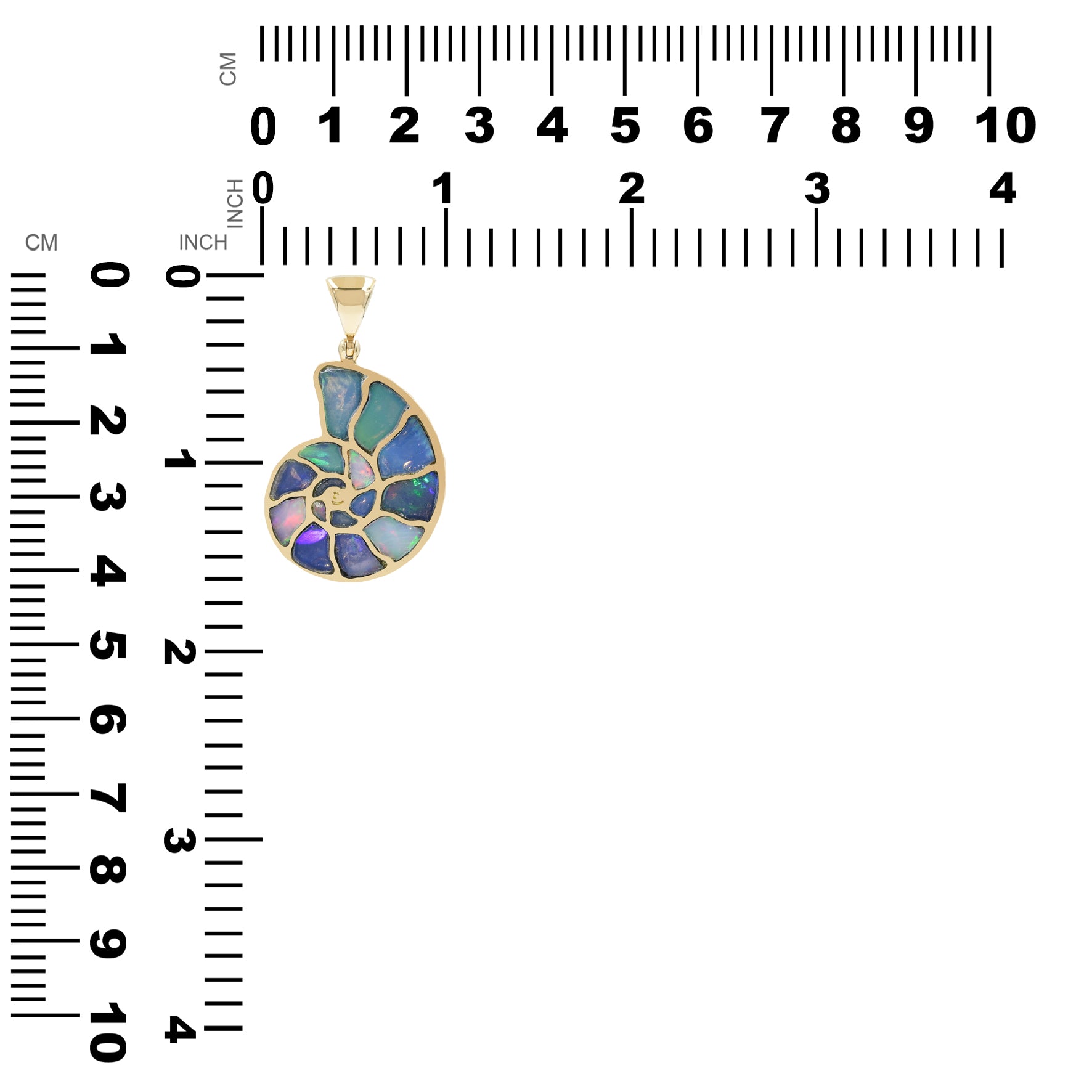 Starborn Äthiopischer Opal Inlay Nautilus Ammonit Anhänger in Sterlingsilber