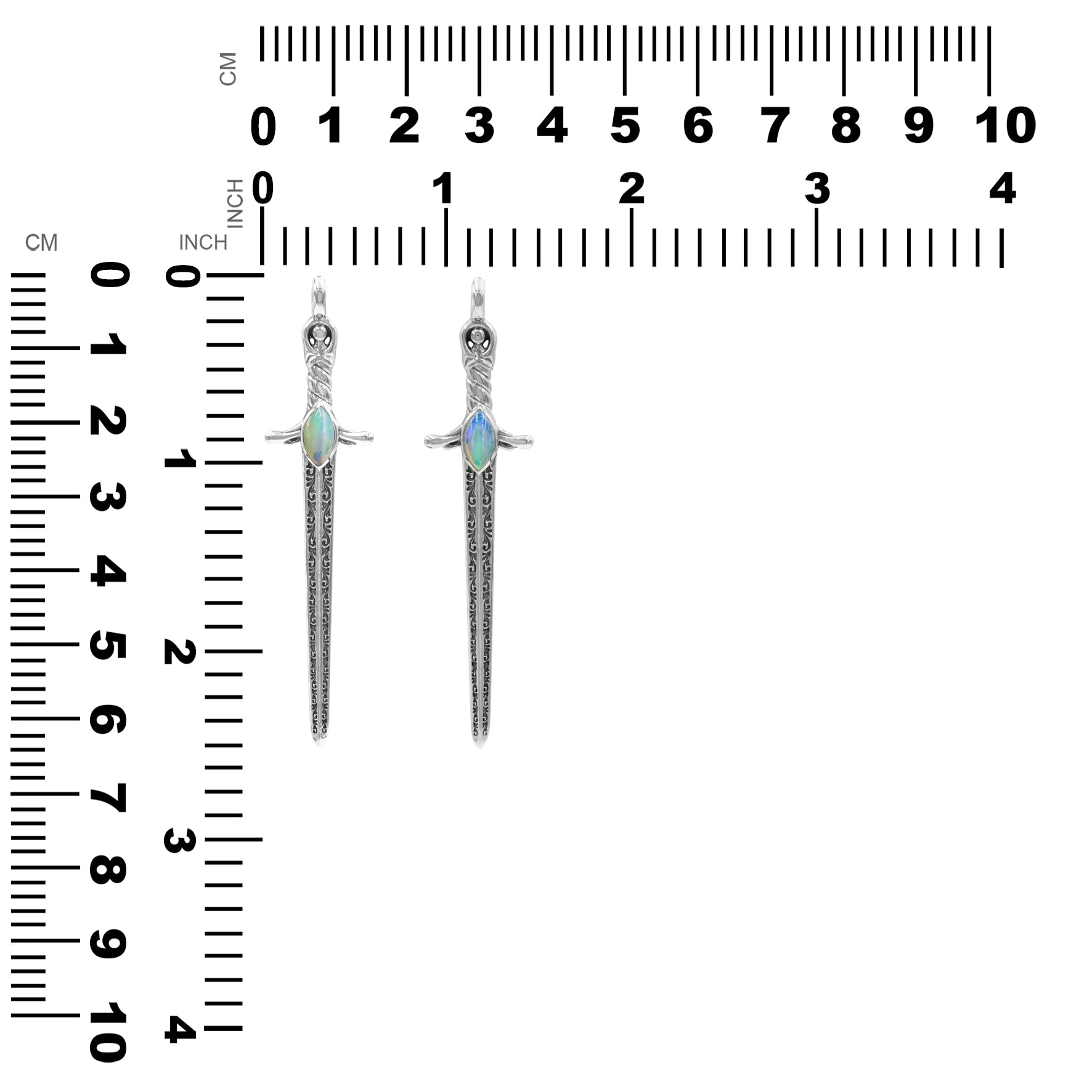 Starborn Ethiopian Opal Sword Pendant in Sterling Silver