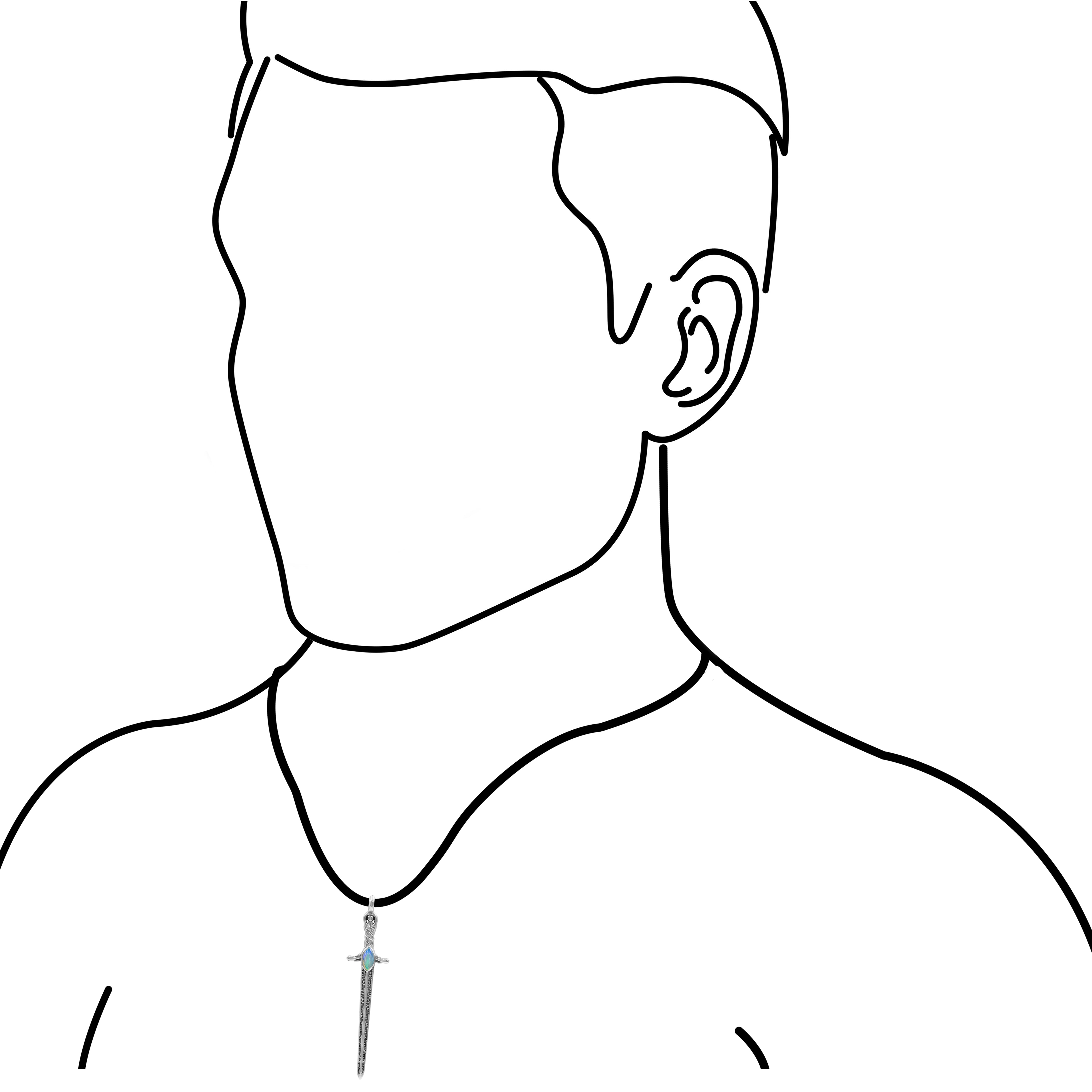 Starborn Ethiopian Opal Sword Pendant in Sterling Silver